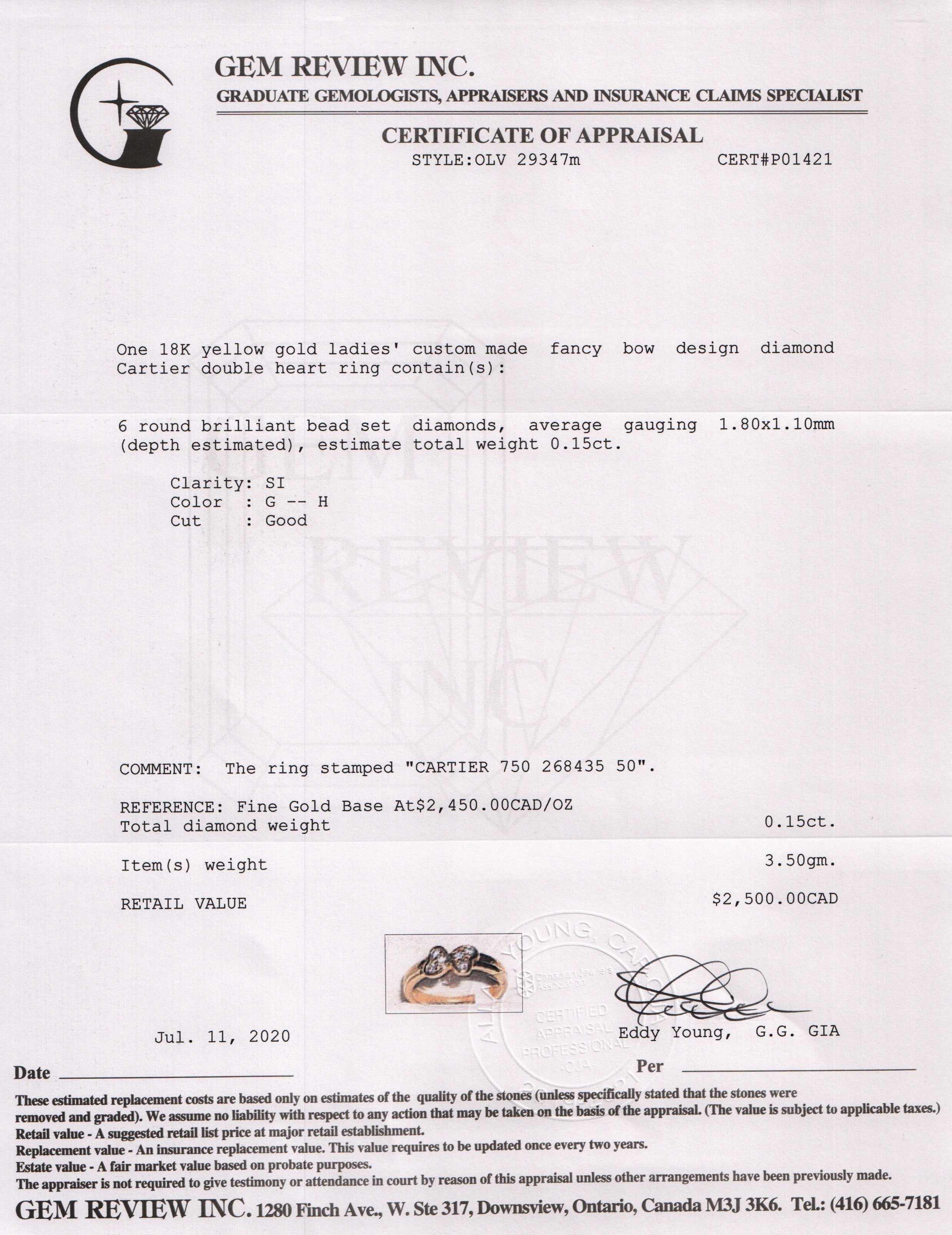 Cartier Vintage 18k Gold Diamond Ring