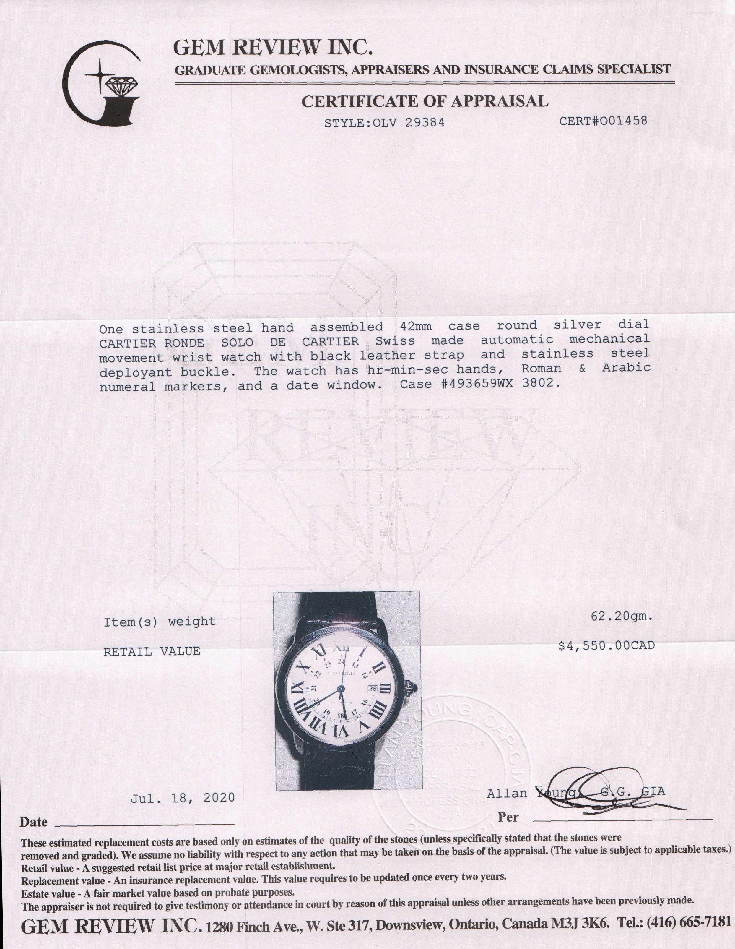 Cartier Ronde Solo De Cartier Watch w/ Box