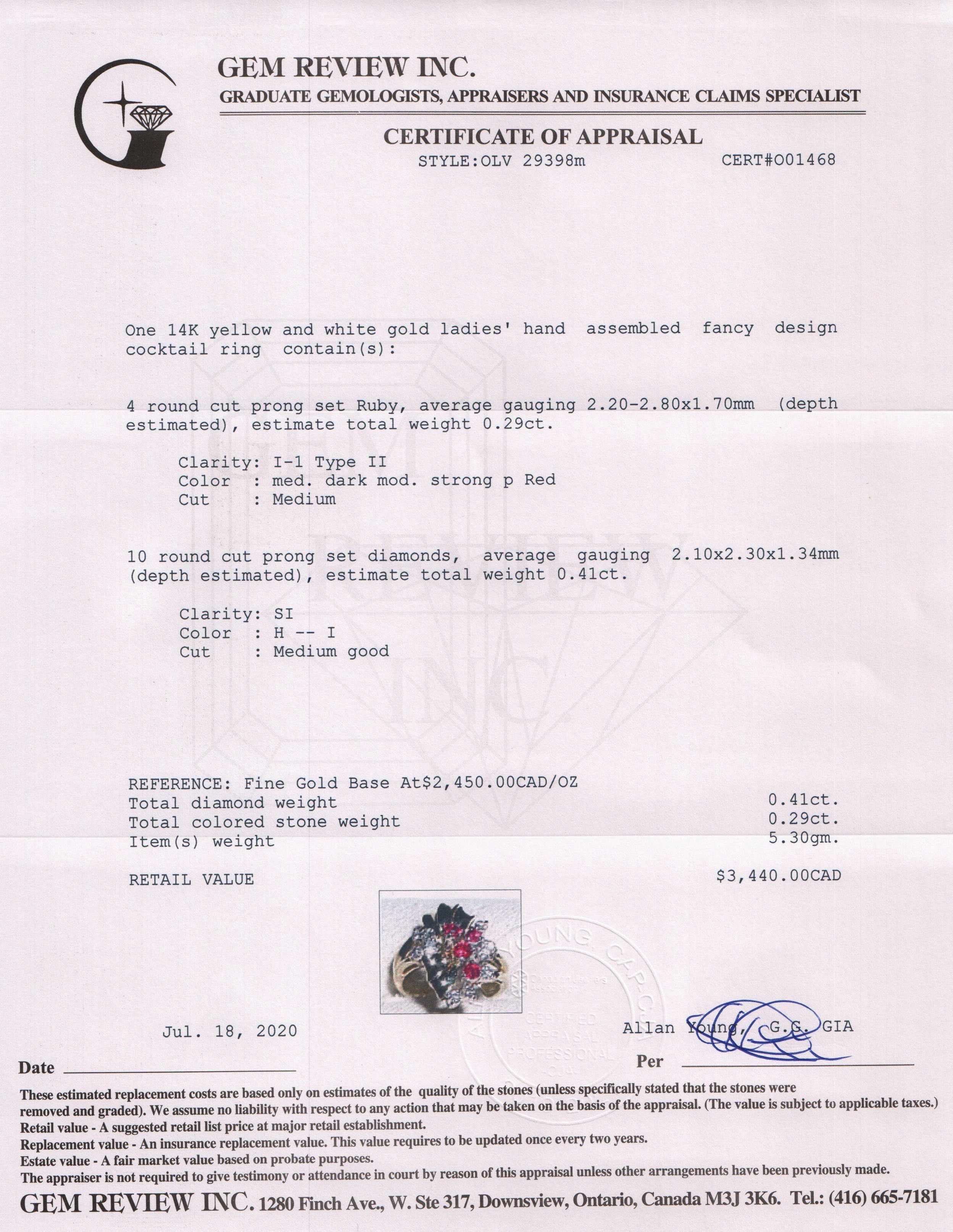 Ruby and Diamond Retro Cocktail Ring