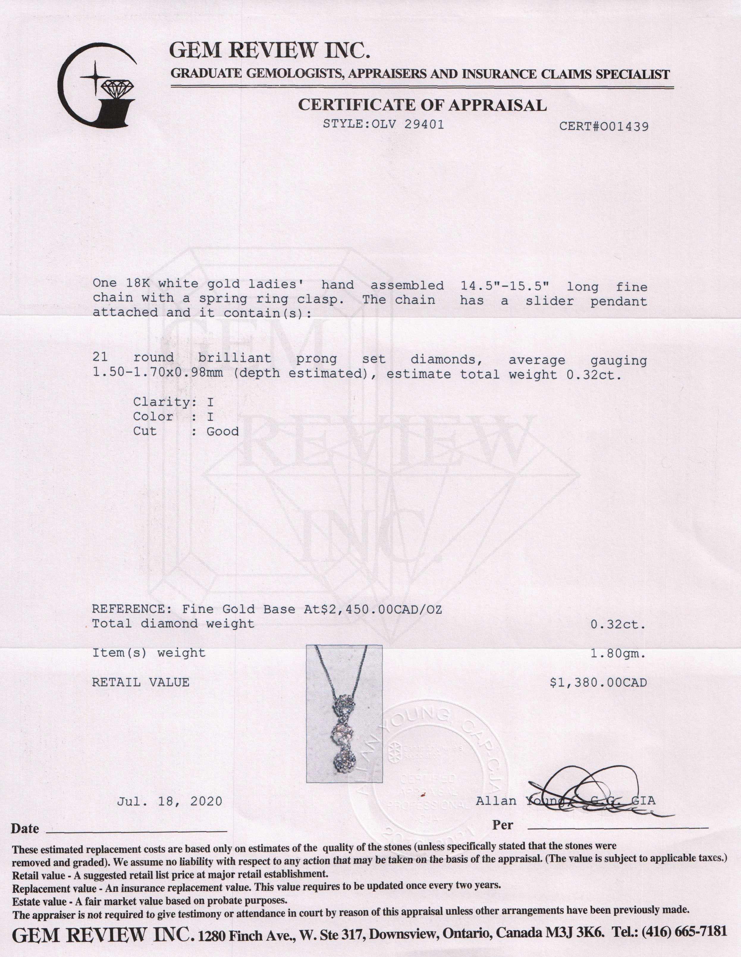 Diamond Drop Pendant Necklace