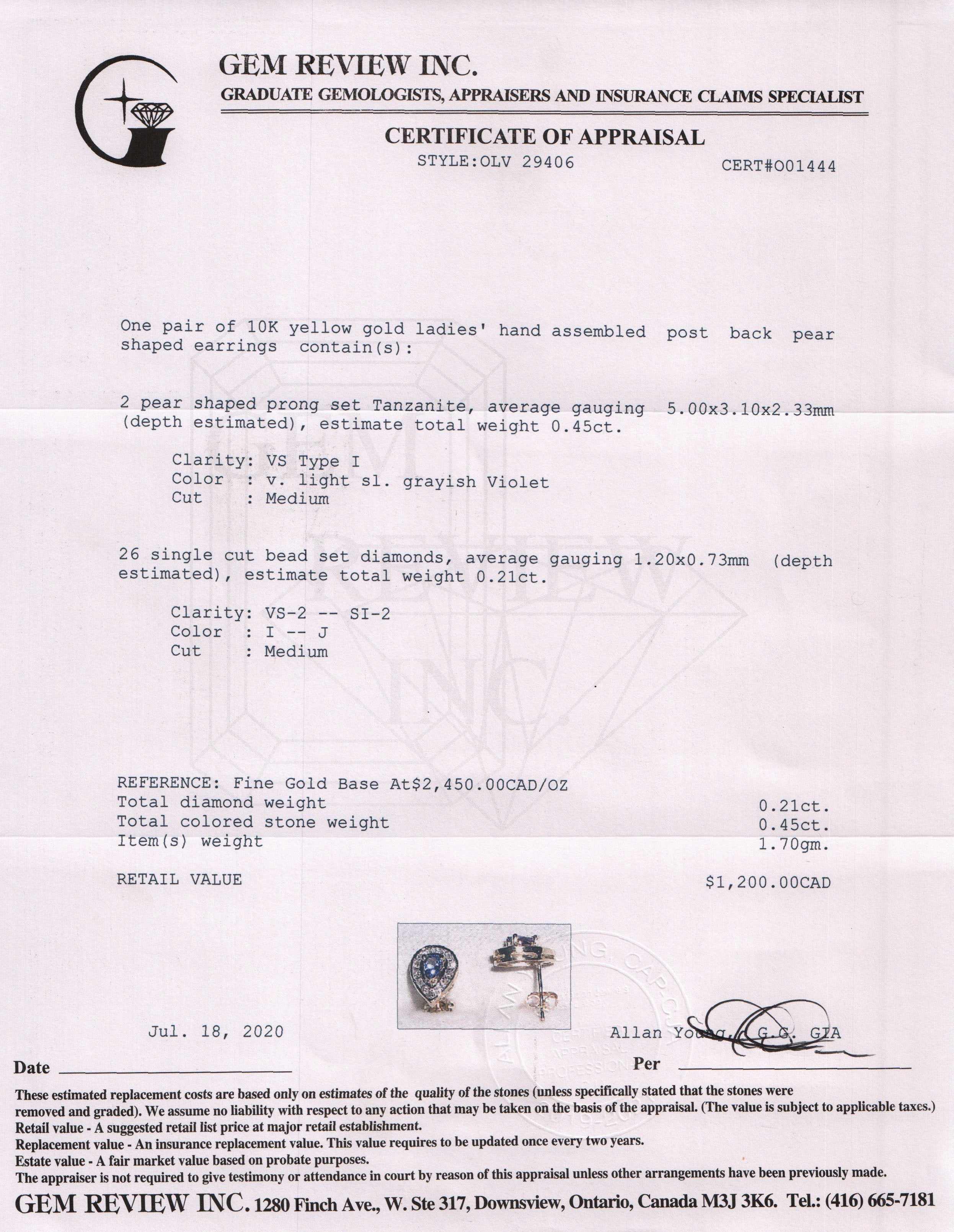 Tanzanite and Diamond Earrings