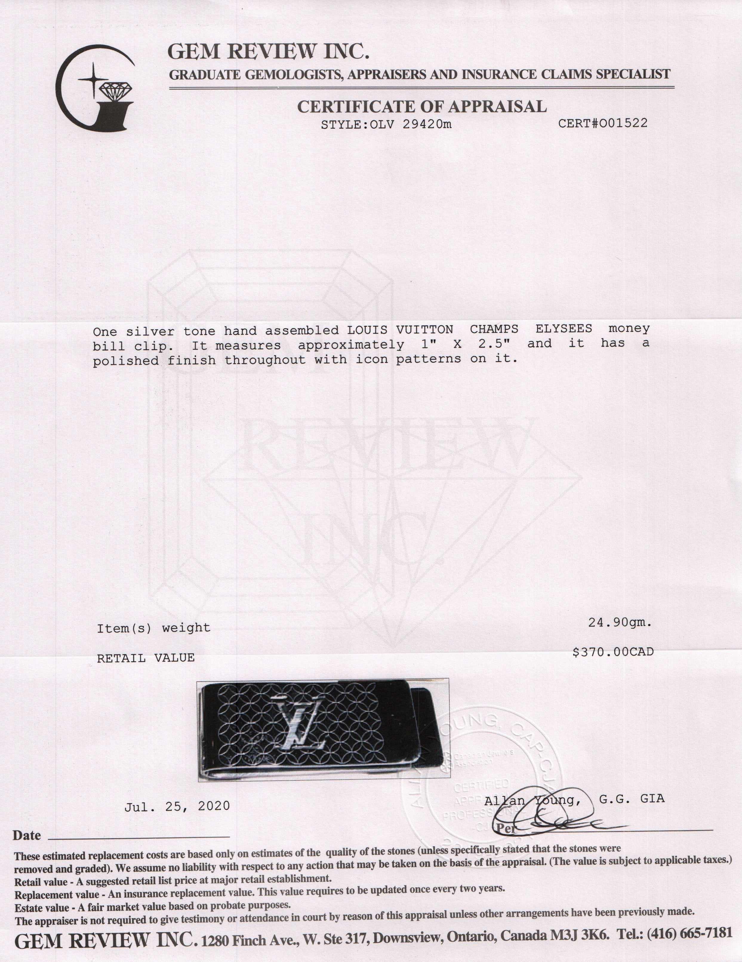 Louis Vuitton Champs Elysées Bill Clip w/ Box