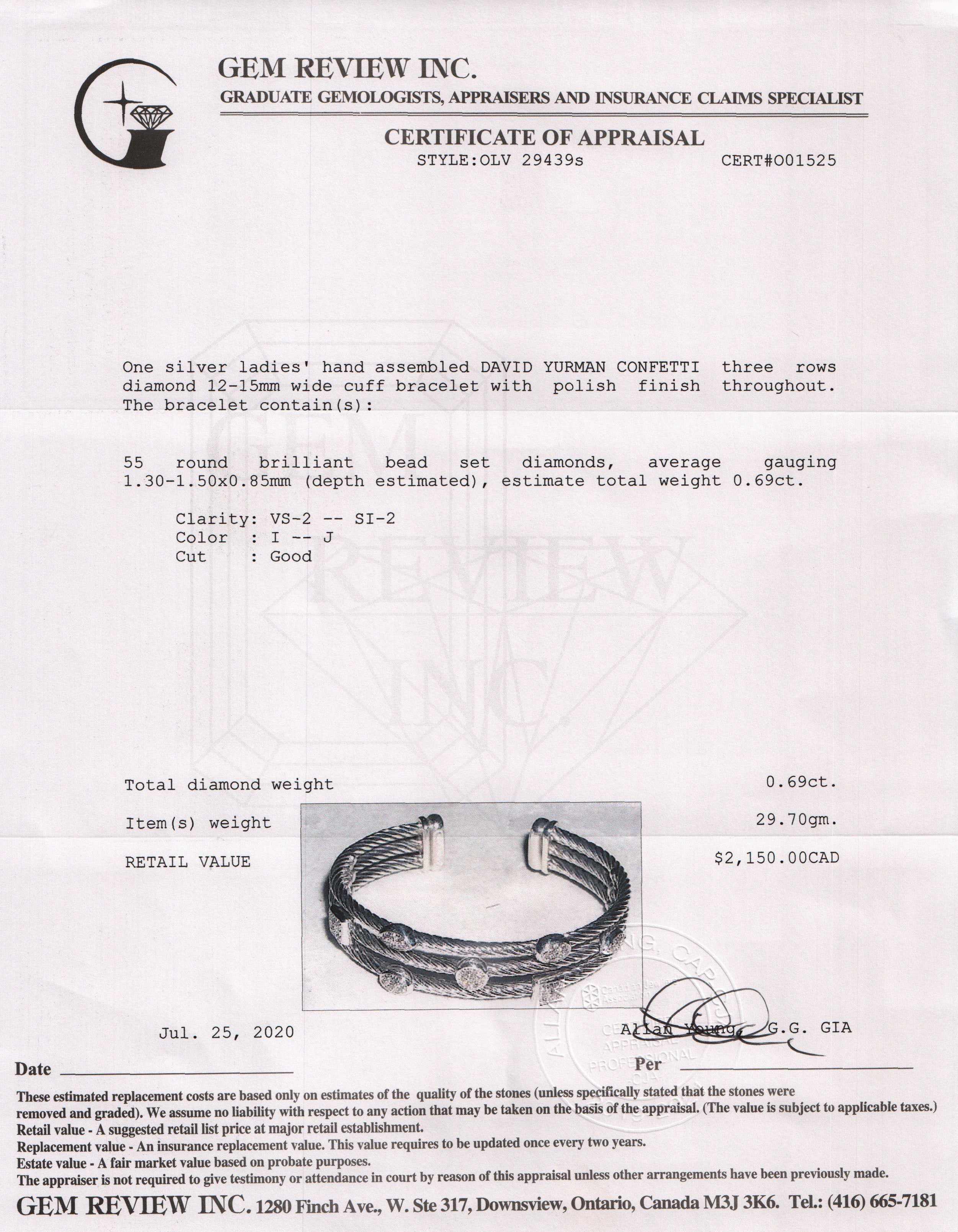 David Yurman Diamond Three Row Confetti Ice Cuff Bracelet