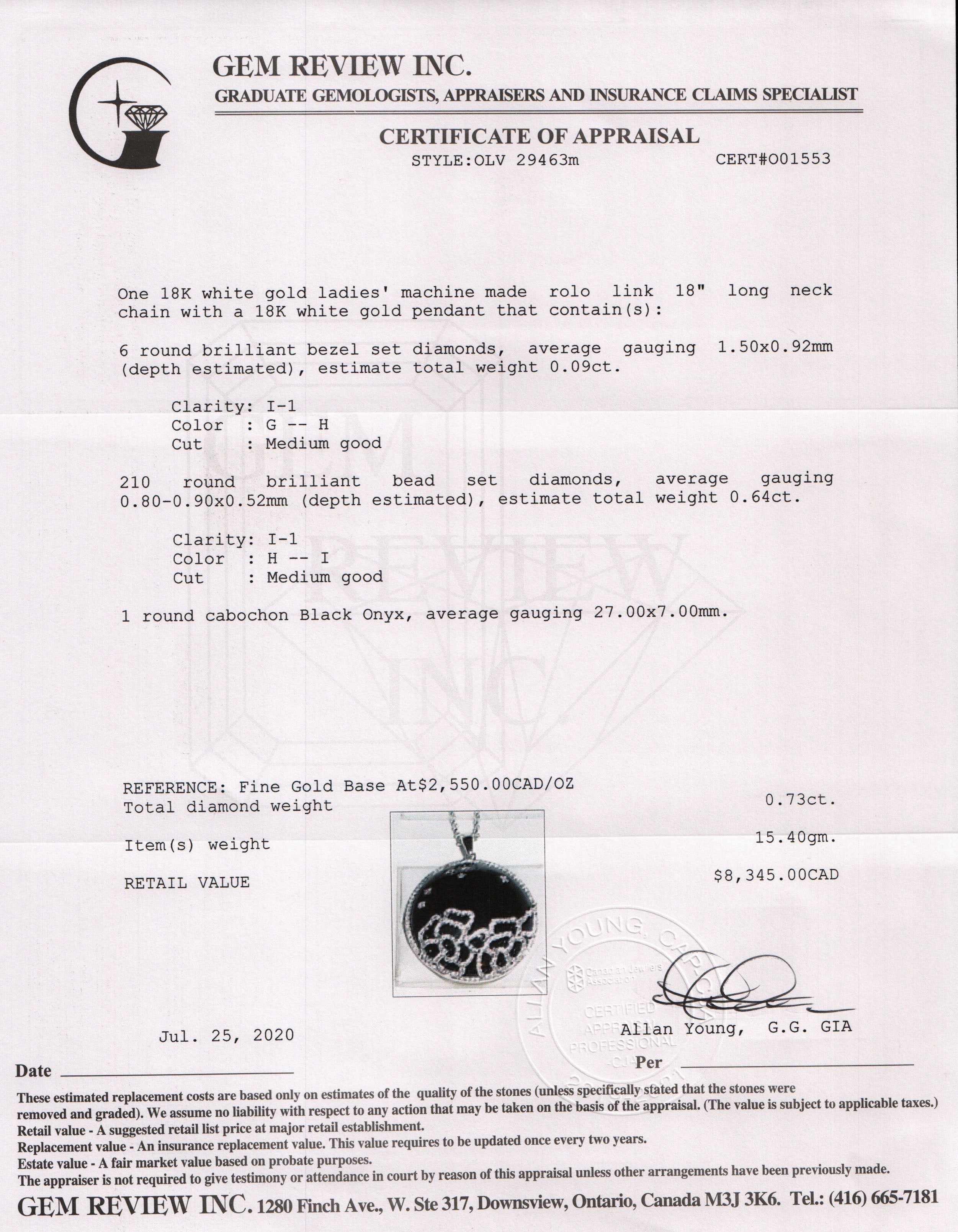 Black Onyx and Diamond Pendant Necklace