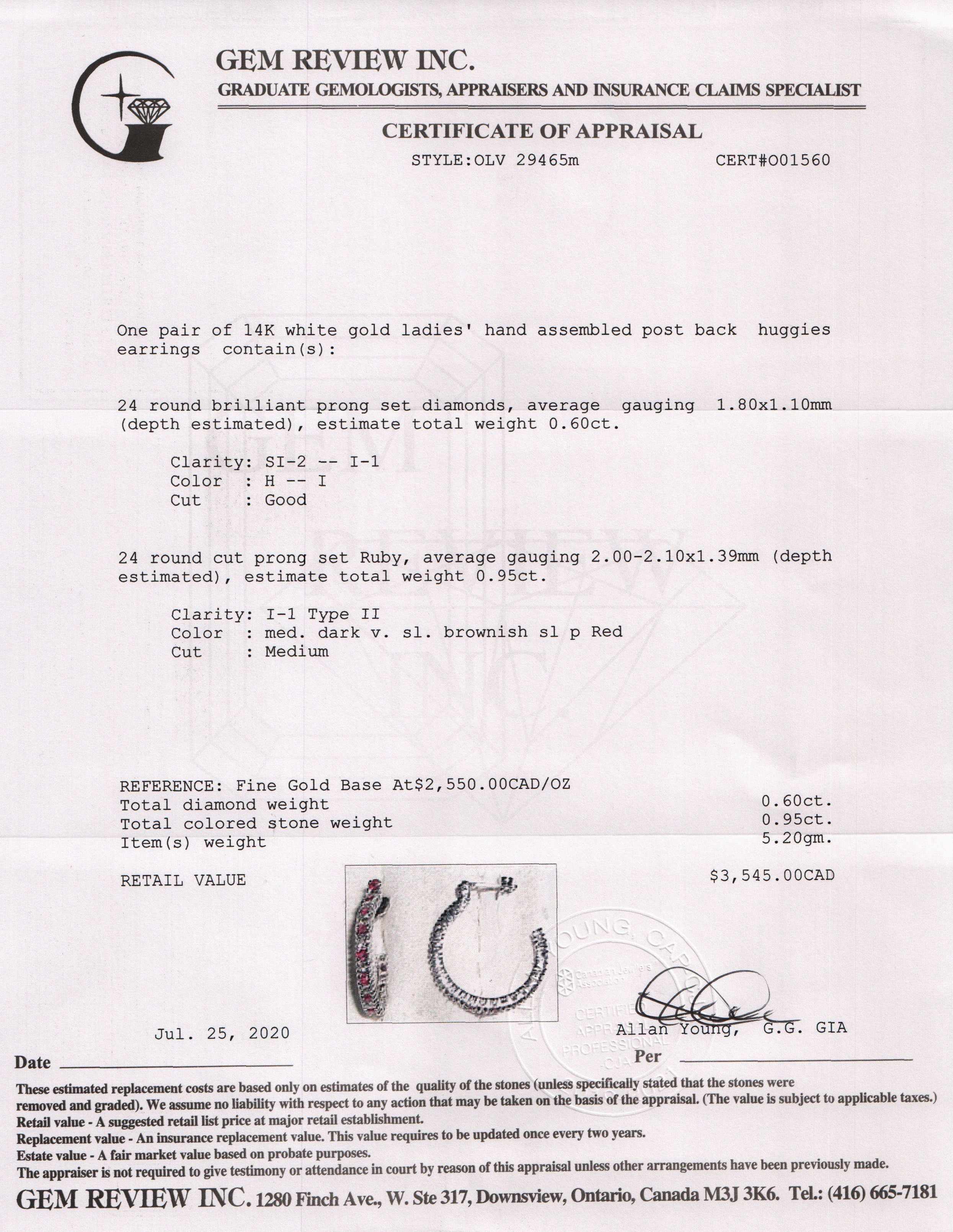 Ruby and Diamond Hoop Earrings