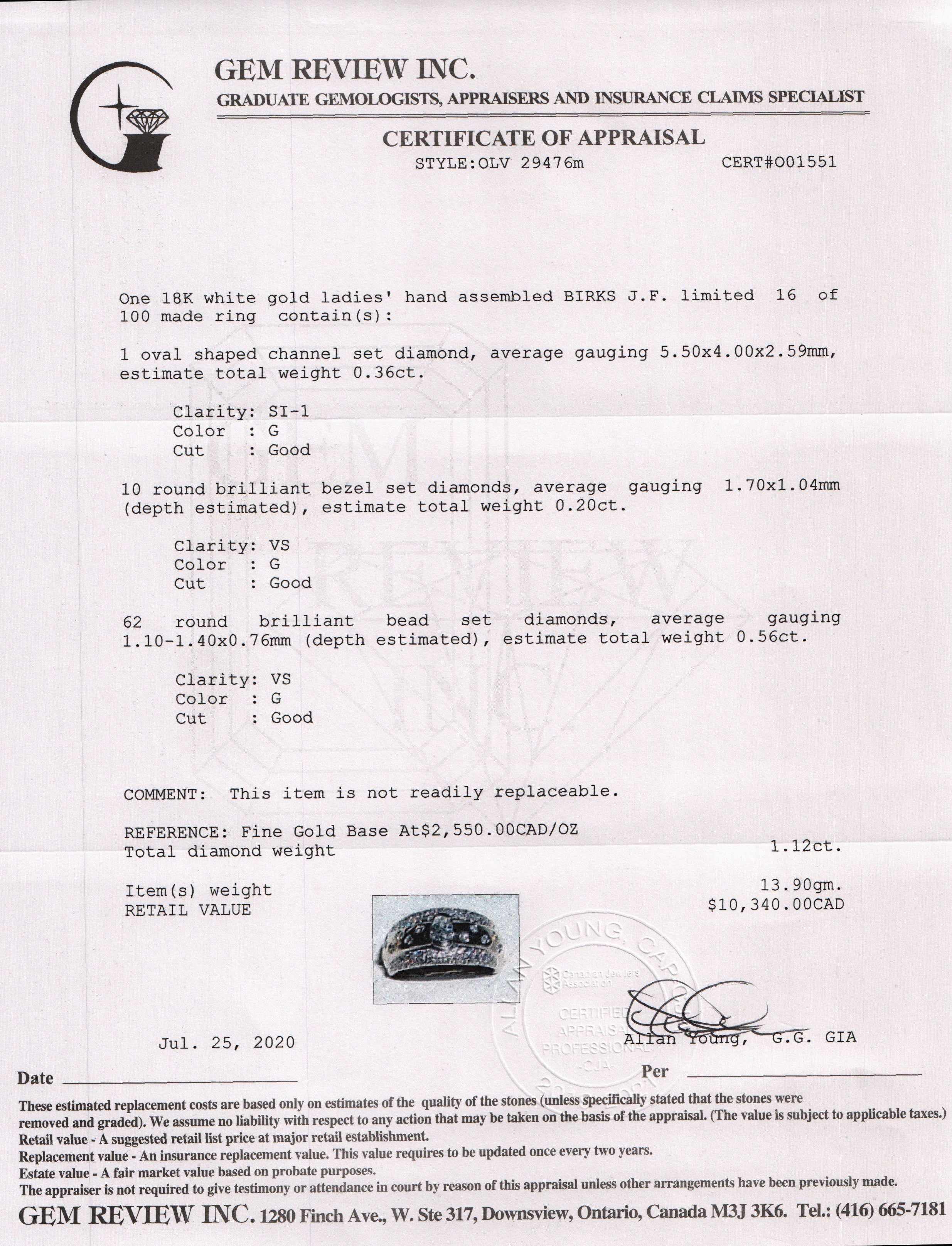 Birks Limited Edition 18k White Gold Diamond Ring