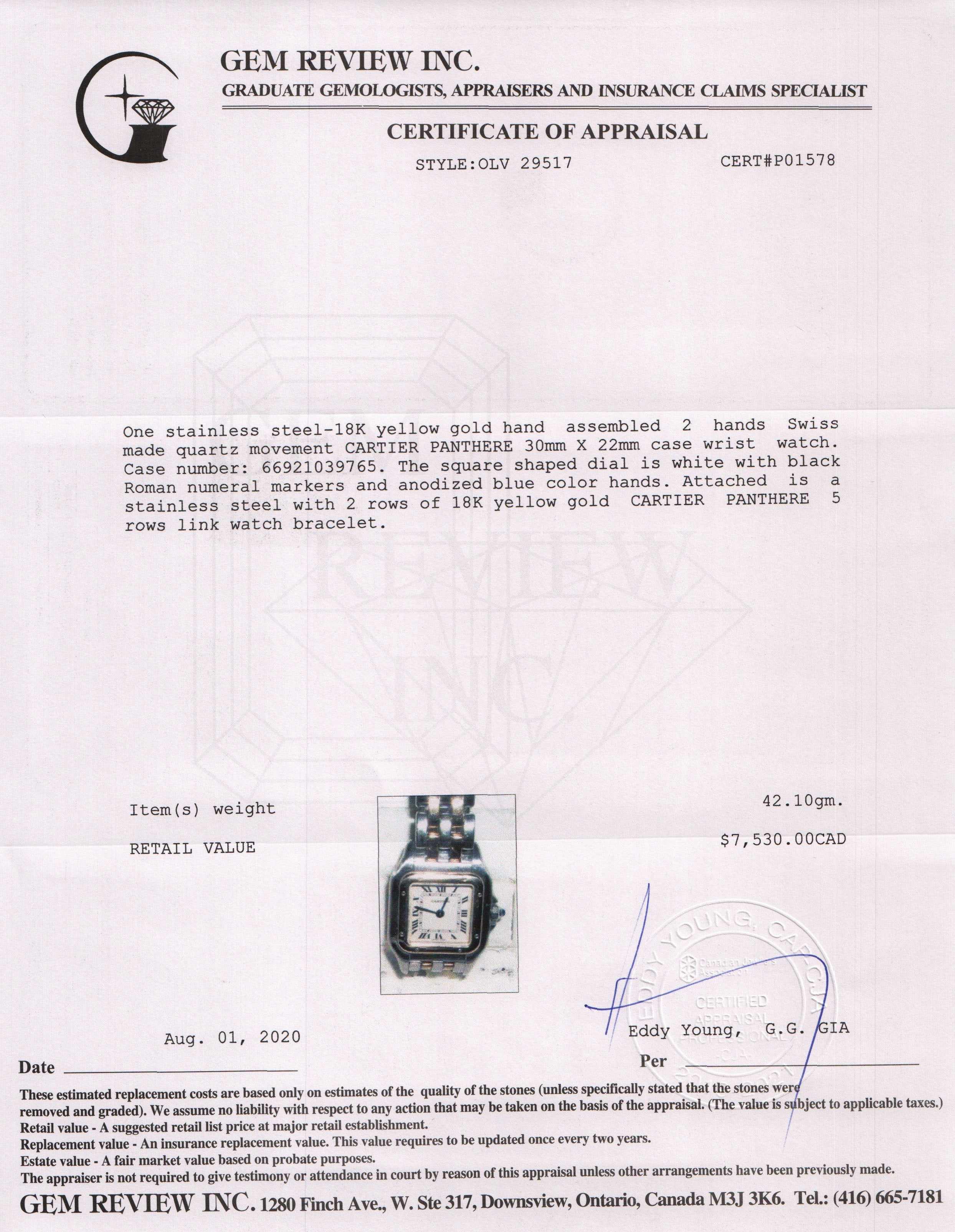 Cartier Two-Tone Panthere Watch, Small Model