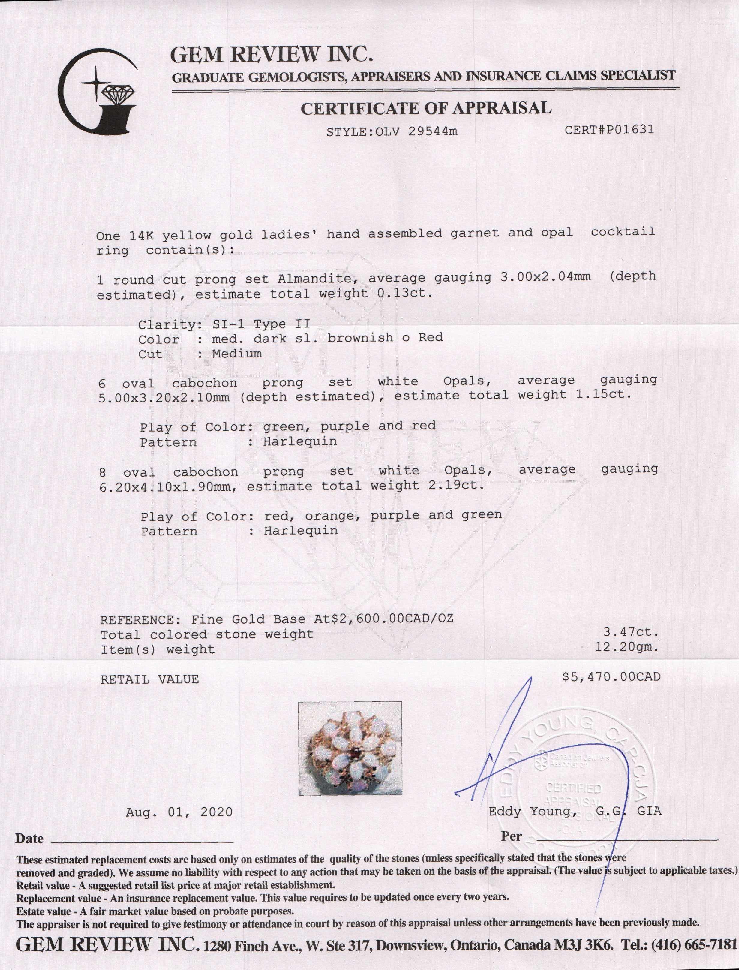 Opal and Garnet Cocktail Ring