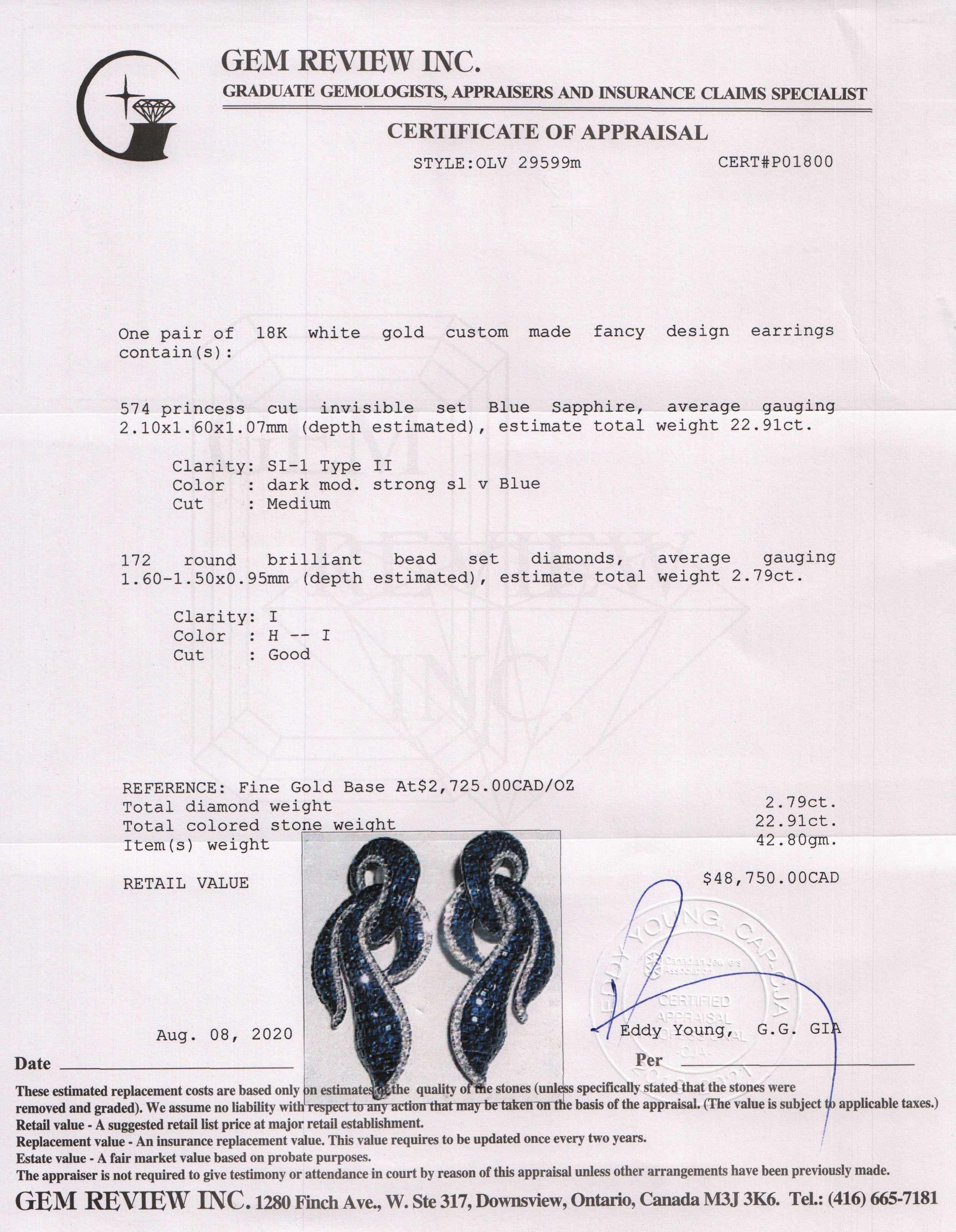 Pave Blue Sapphire and Diamond Earrings