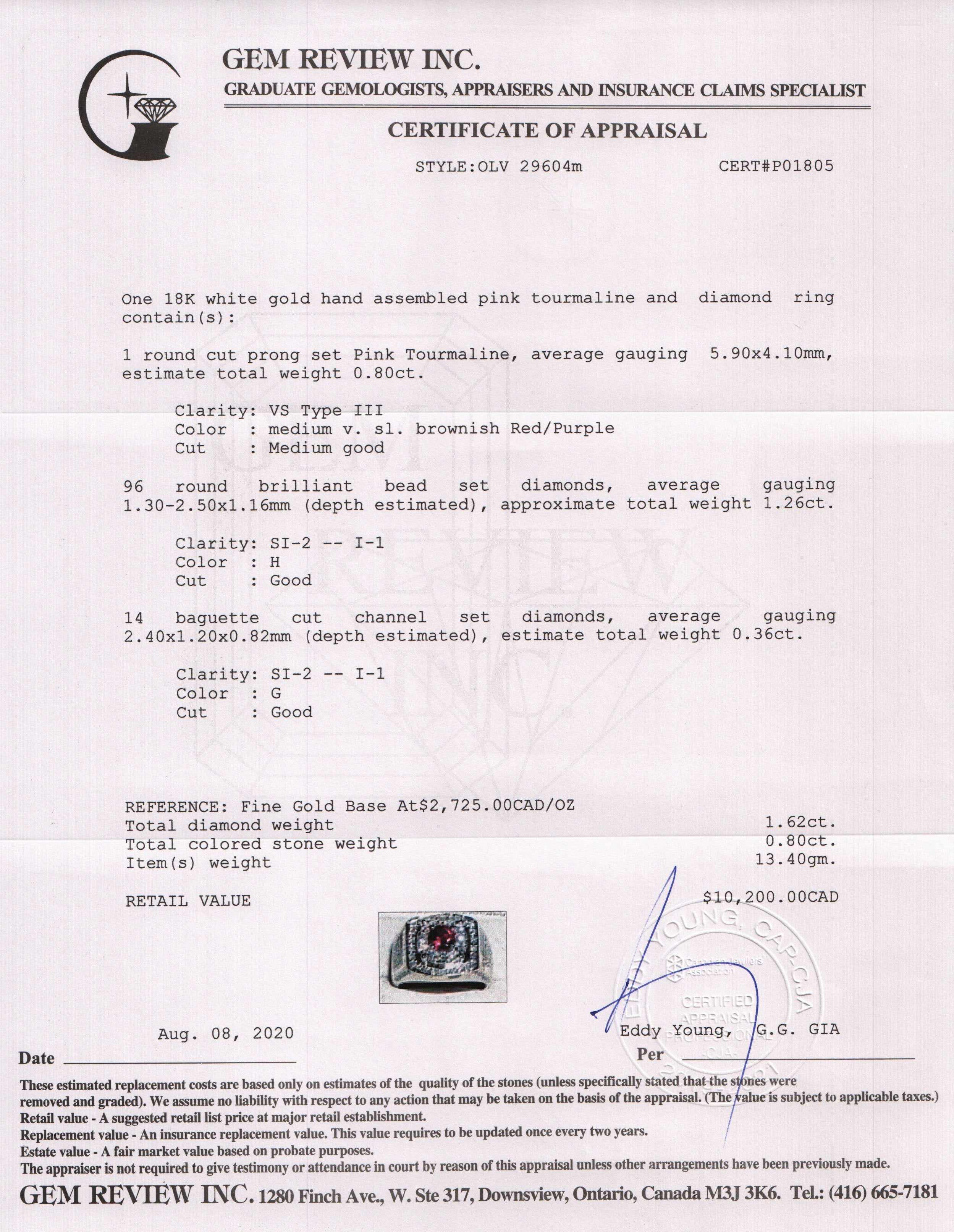 Pink Tourmaline & Diamond Ring