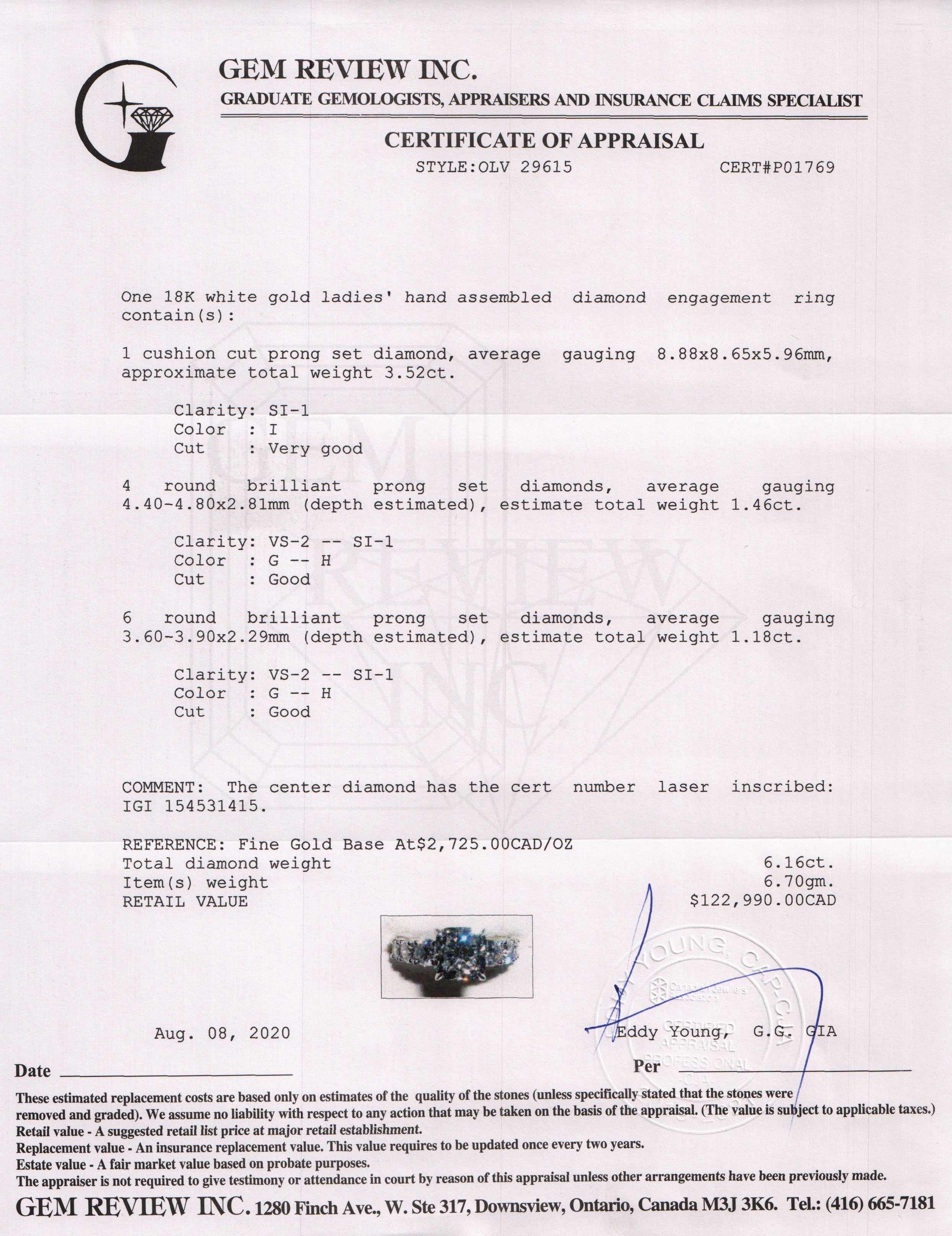 Diamond 3.52 ct. Engagement Ring