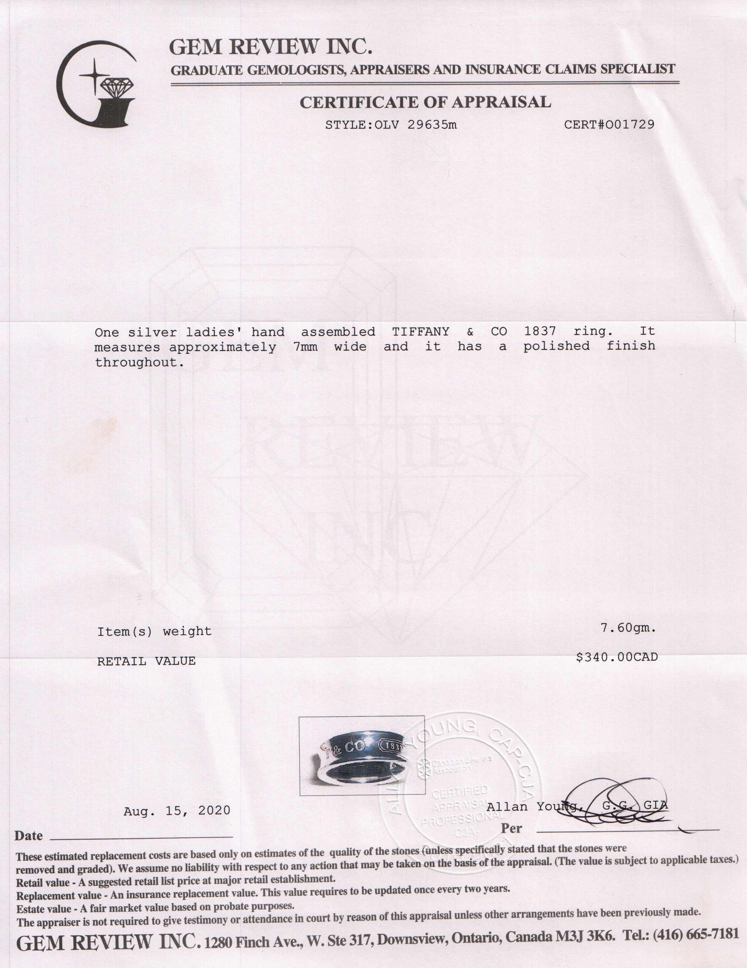 Tiffany & Co. 1837 Ring