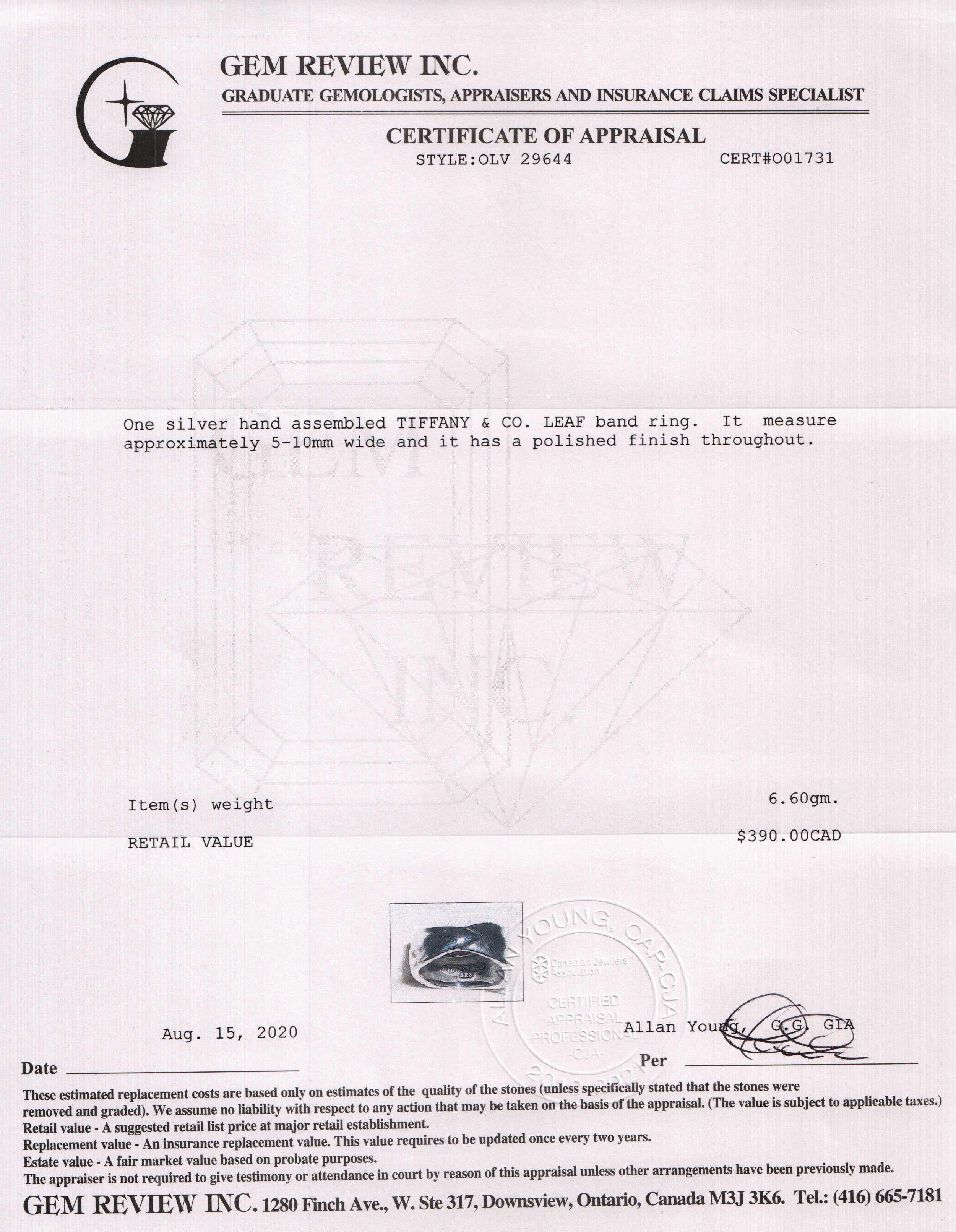 Tiffany & Co. Leaf Band Ring