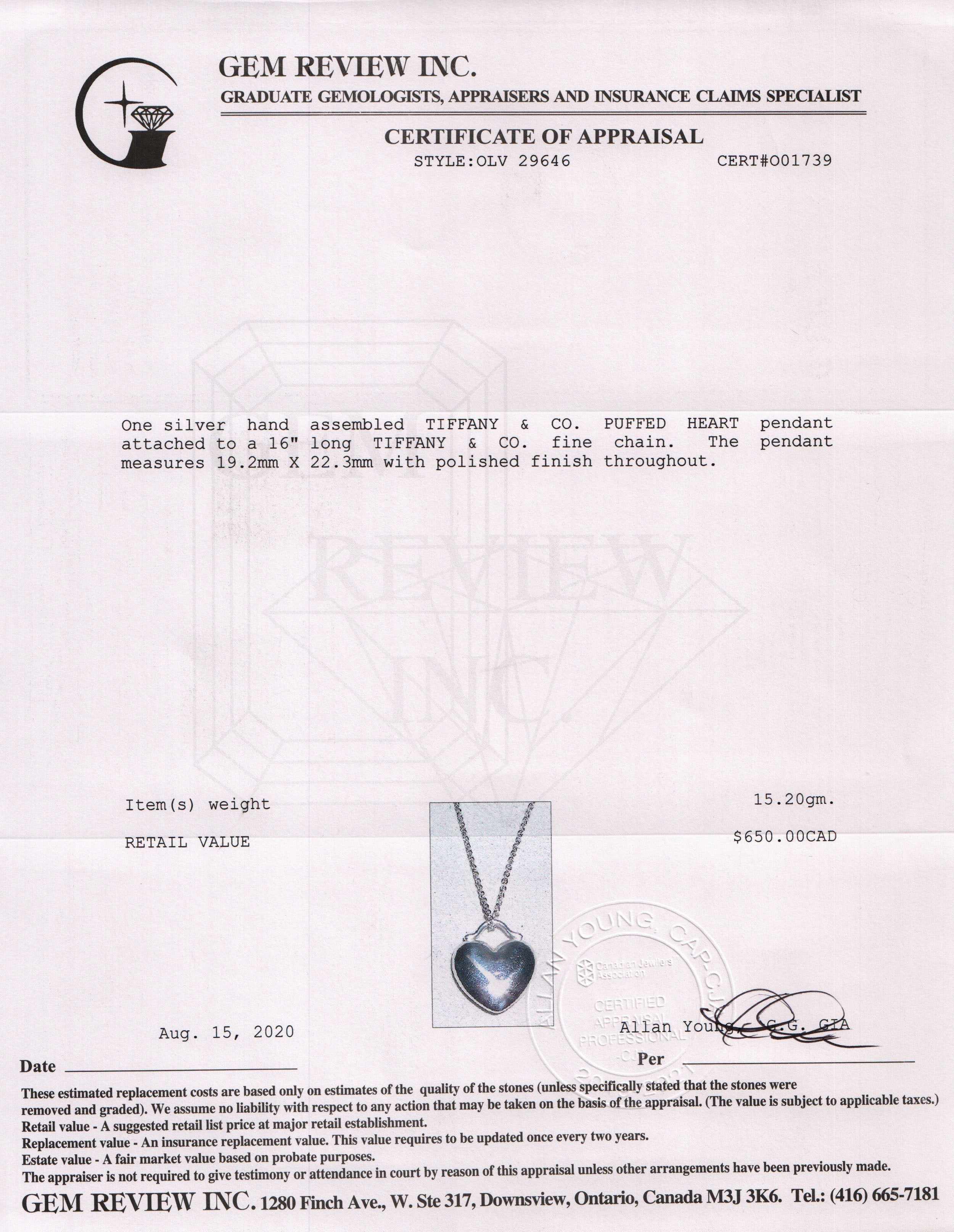 Tiffany & Co. Puffed Heart Pendant Necklace