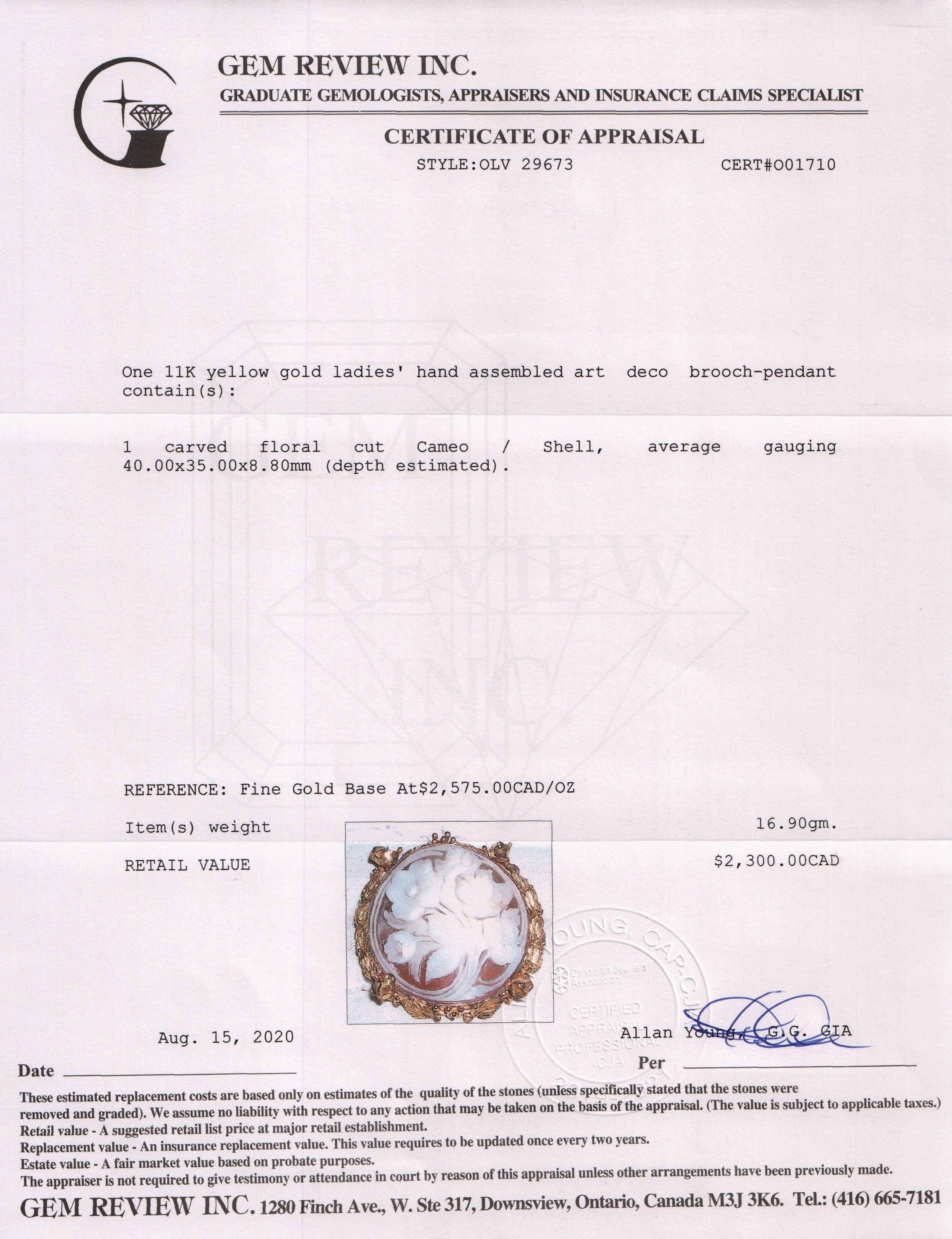 Antique Art Deco Cameo Brooch/Pendant