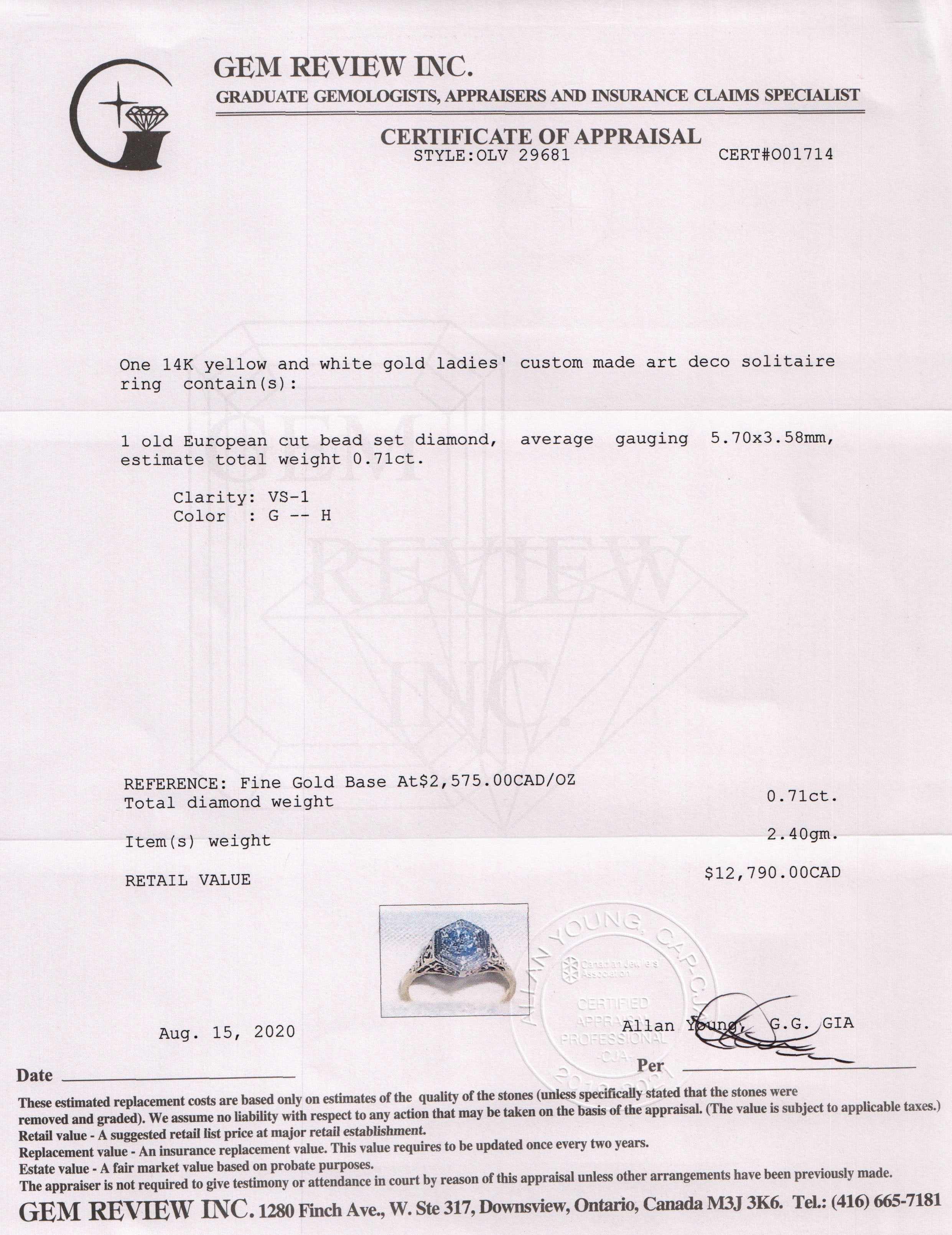 Antique Two-Tone Art Deco Solitaire Diamond Ring