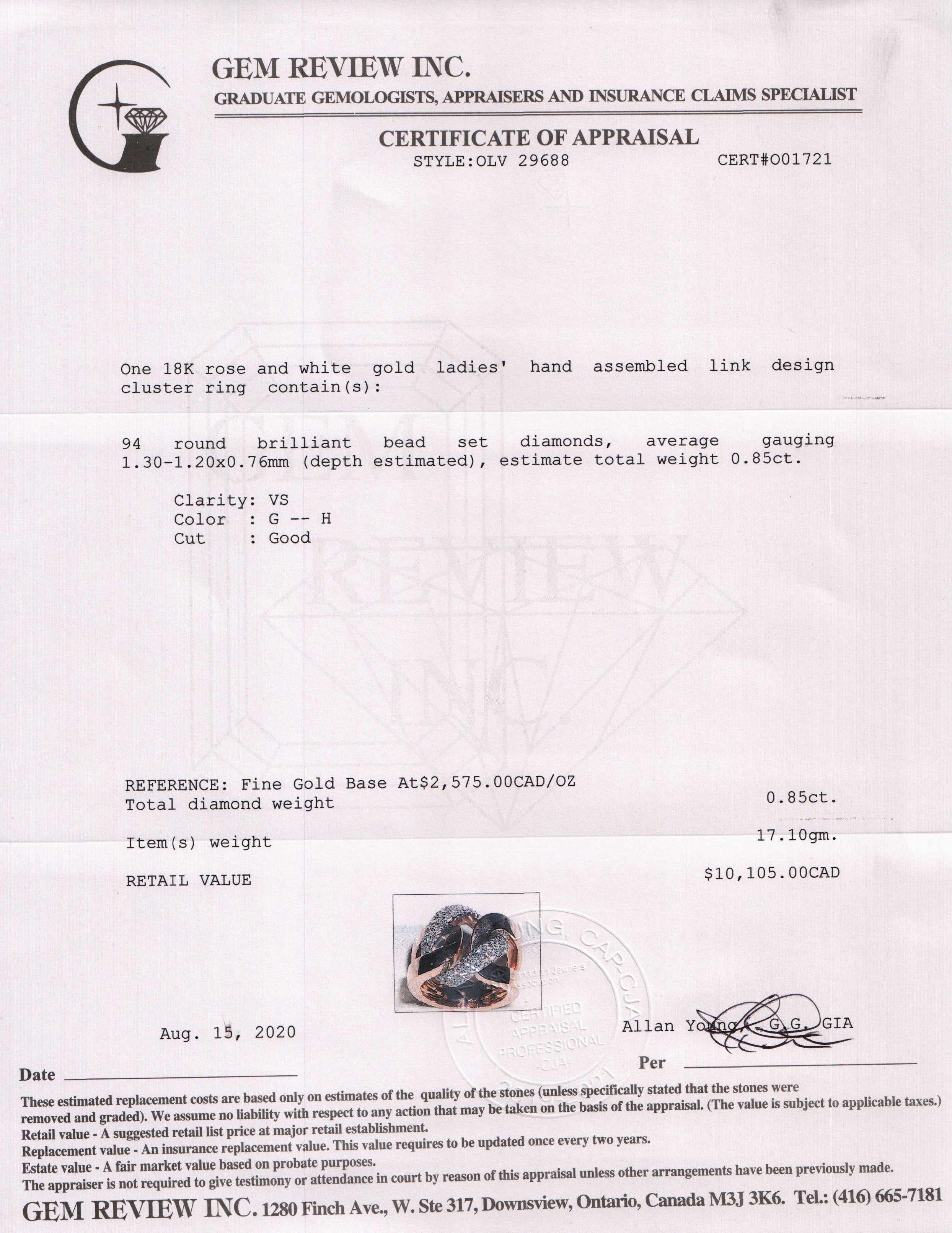 Two-Tone Diamond Cluster Link Ring