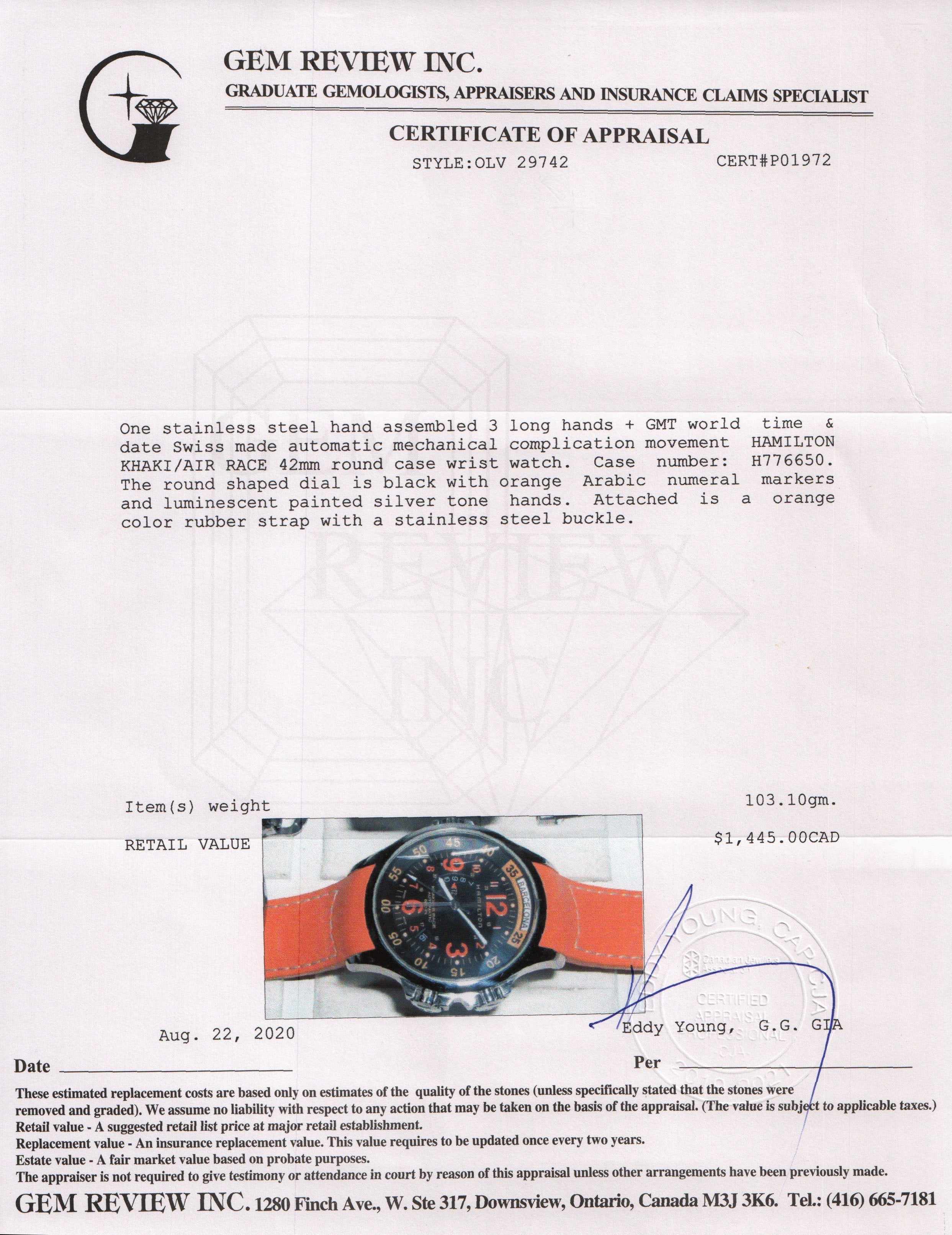 Hamilton Khaki GMT Air Race Auto Watch w/ Box