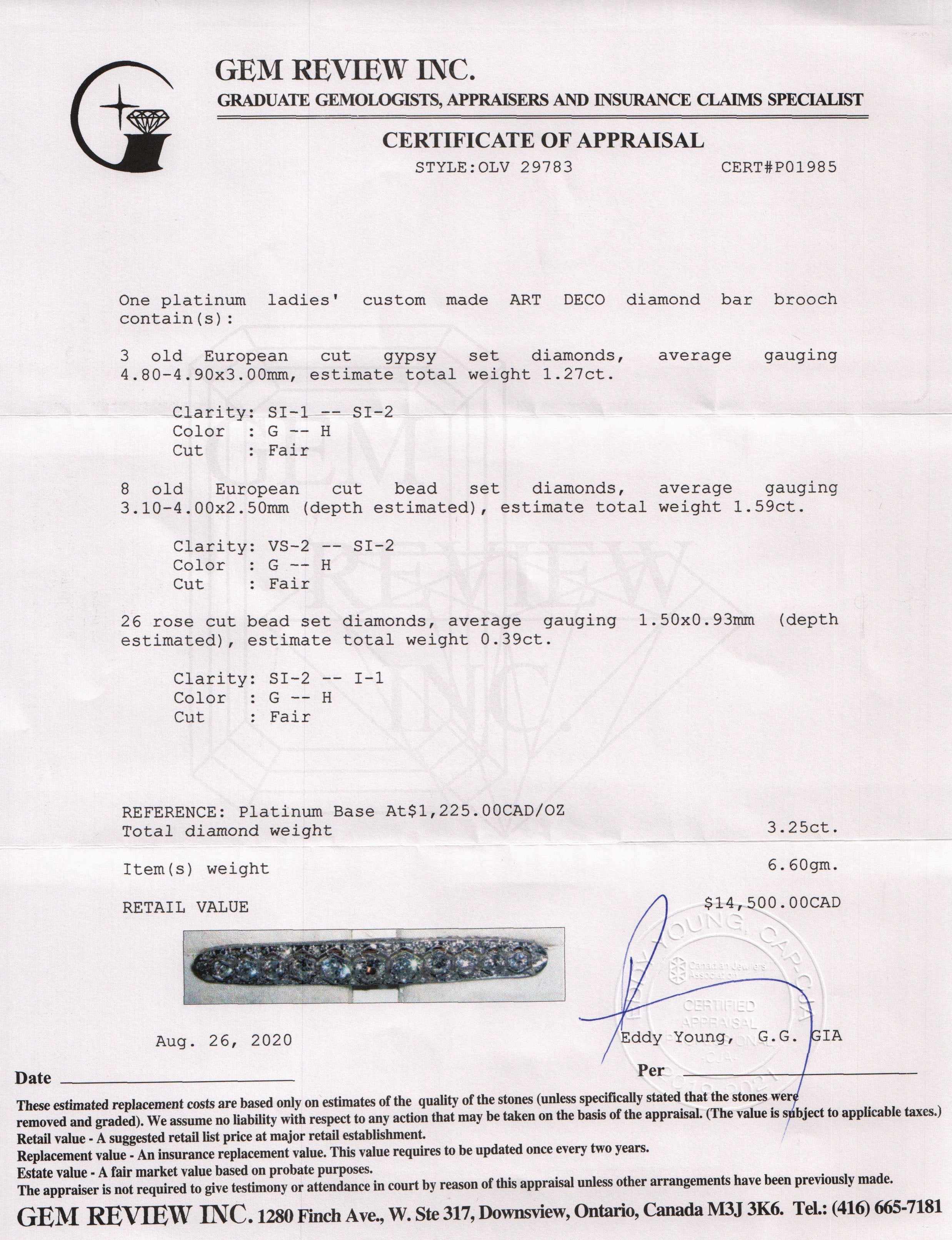 Antique Platinum Art Deco Diamond Bar Brooch