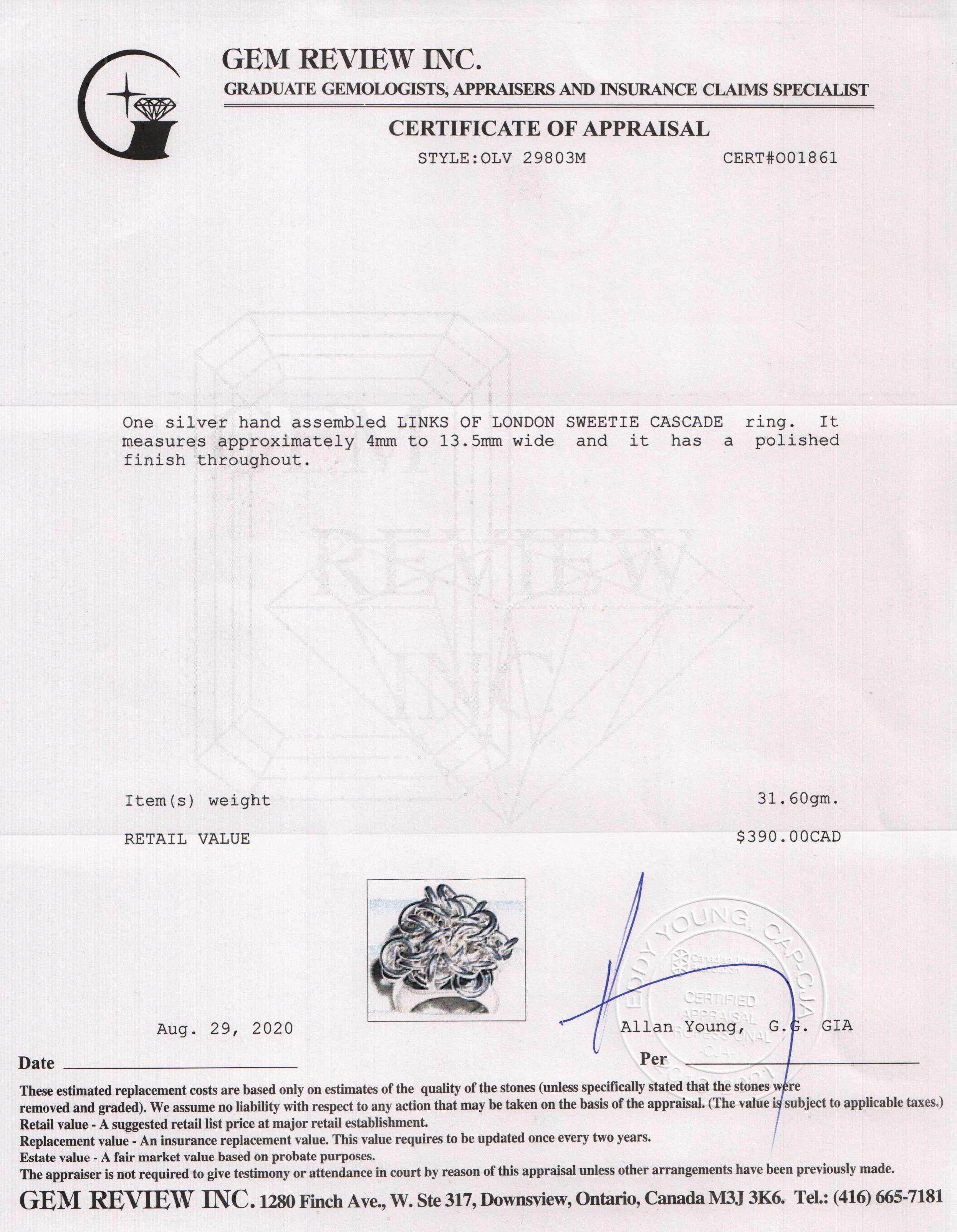 Links of London Sweetie Cascade Ring w/ Box