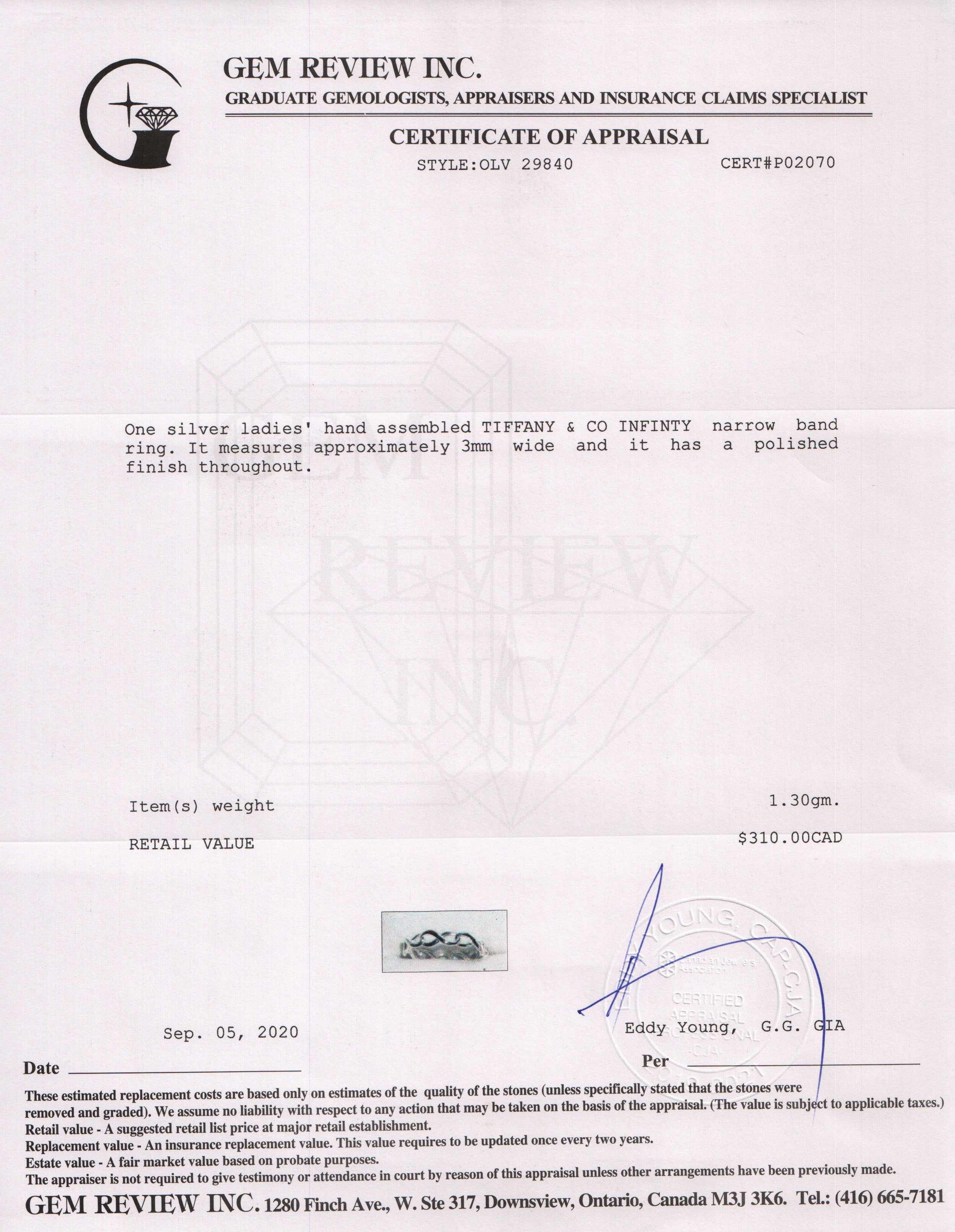 Tiffany & Co. Infinity Narrow Band Ring