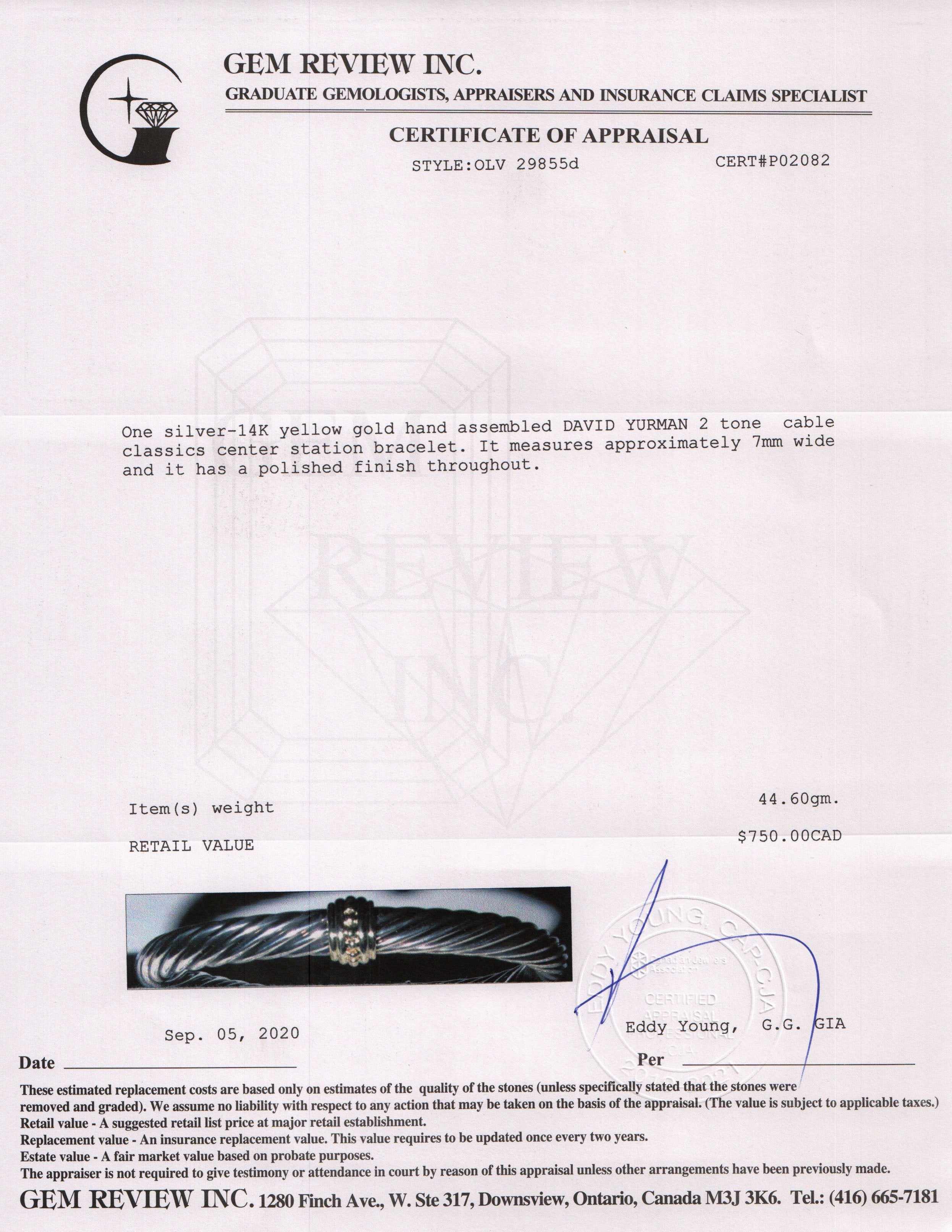 David Yurman Two-Tone Cable Classics Center Station Bracelet