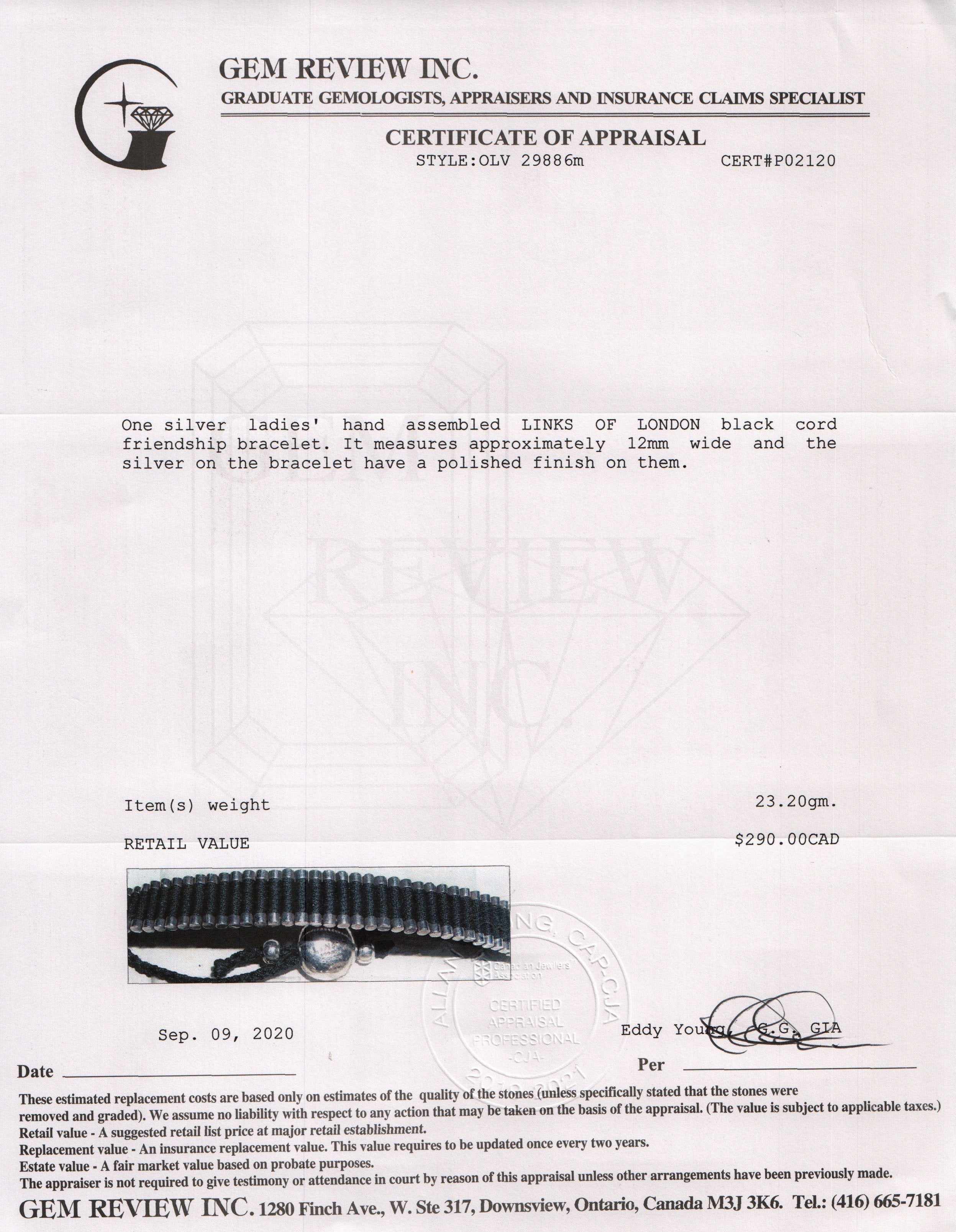 Links of London Black Friendship Bracelet