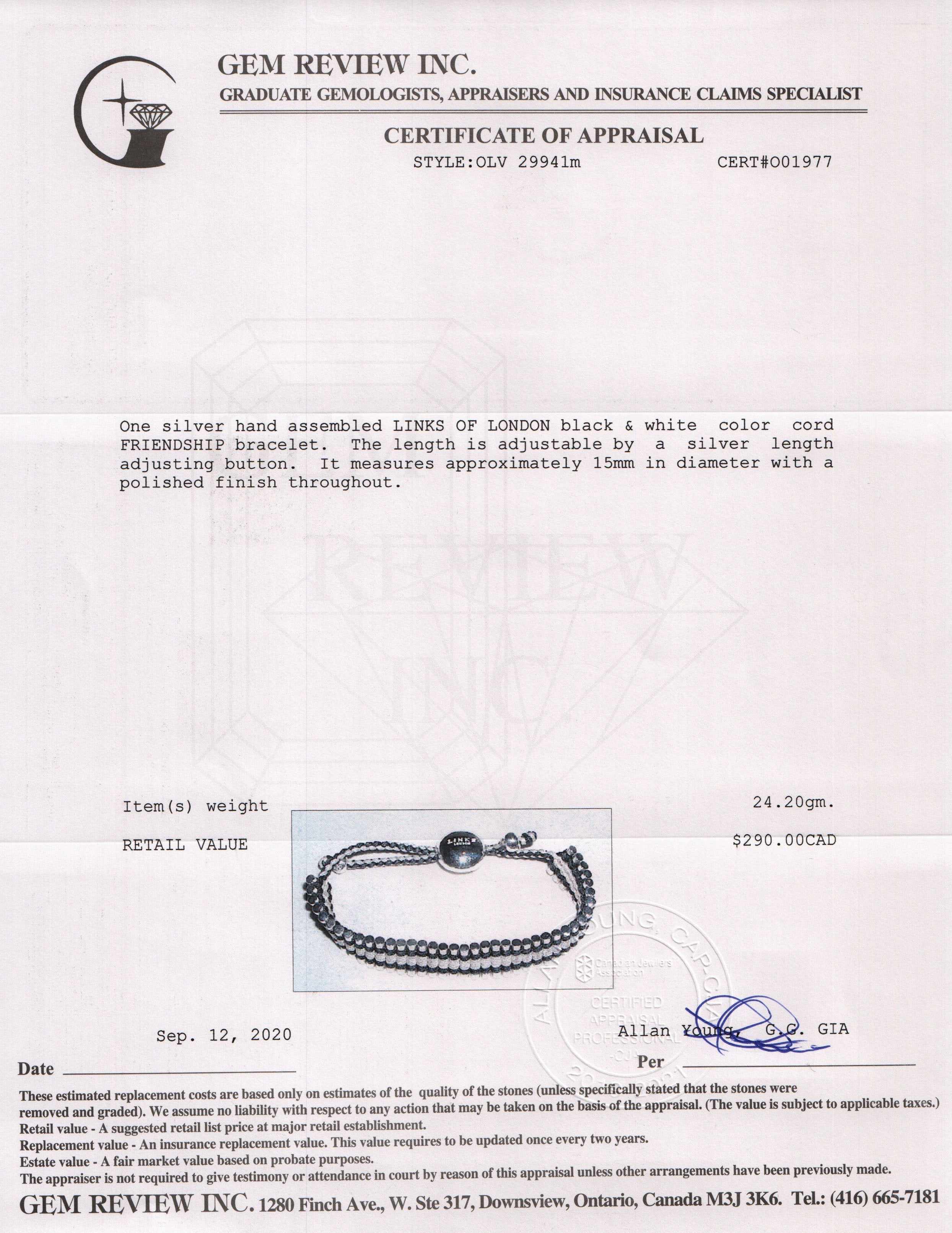 Links of London Black and White Friendship Bracelet