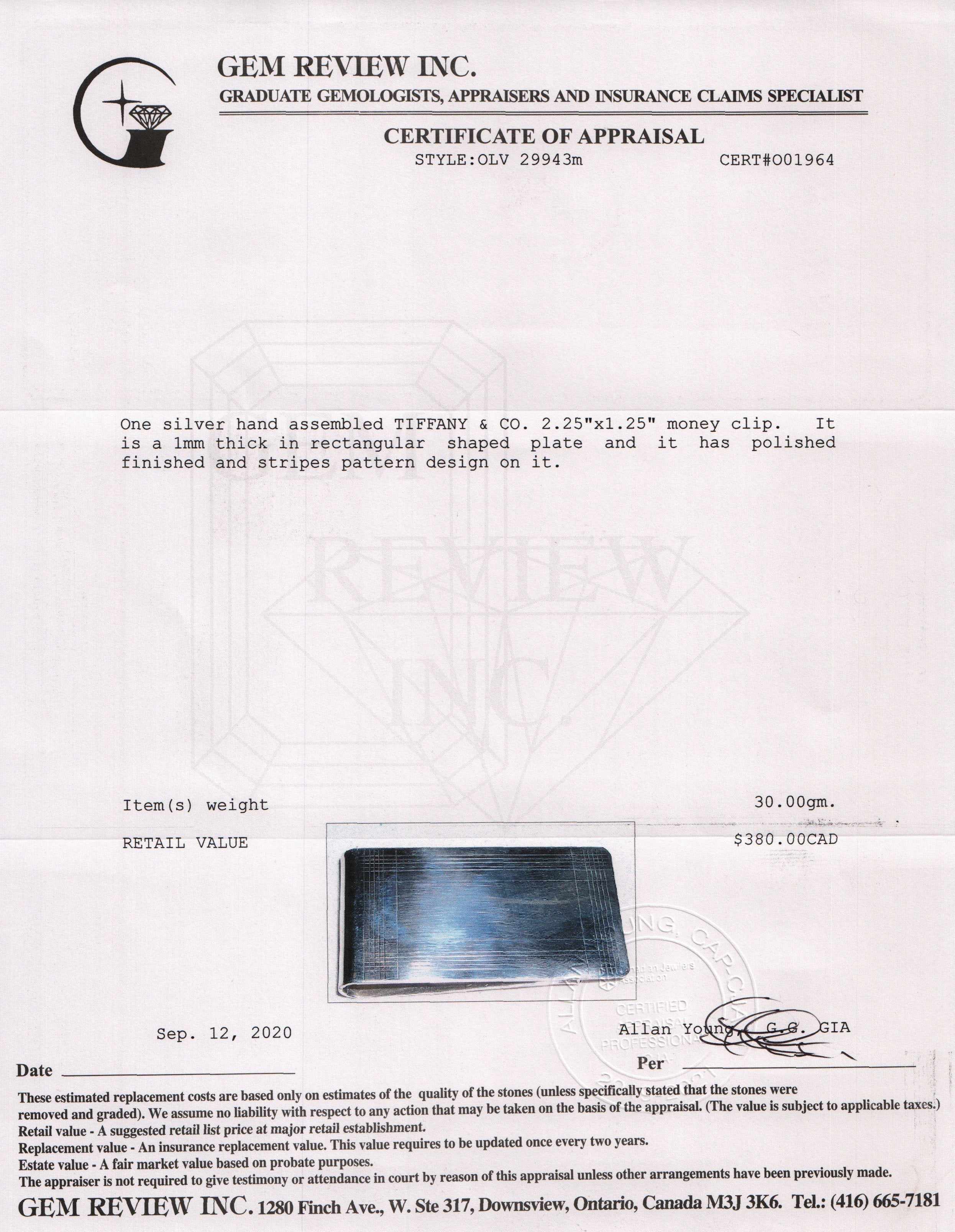 Tiffany & Co. Wide Sterling Silver Money Clip