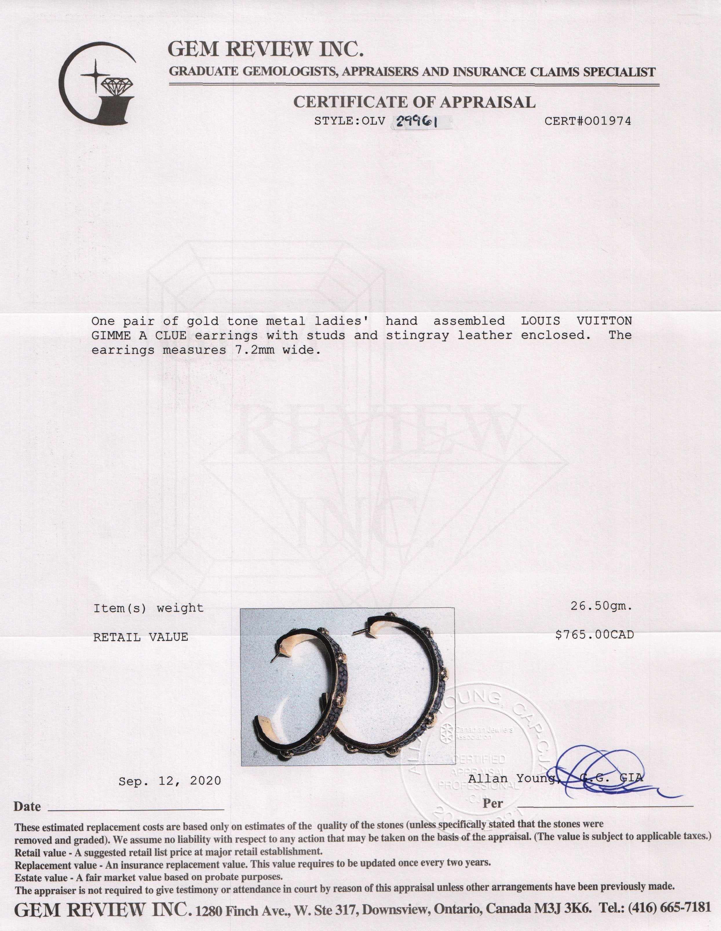 Louis Vuitton Gimme A Clue Stingray Hoop Earrings