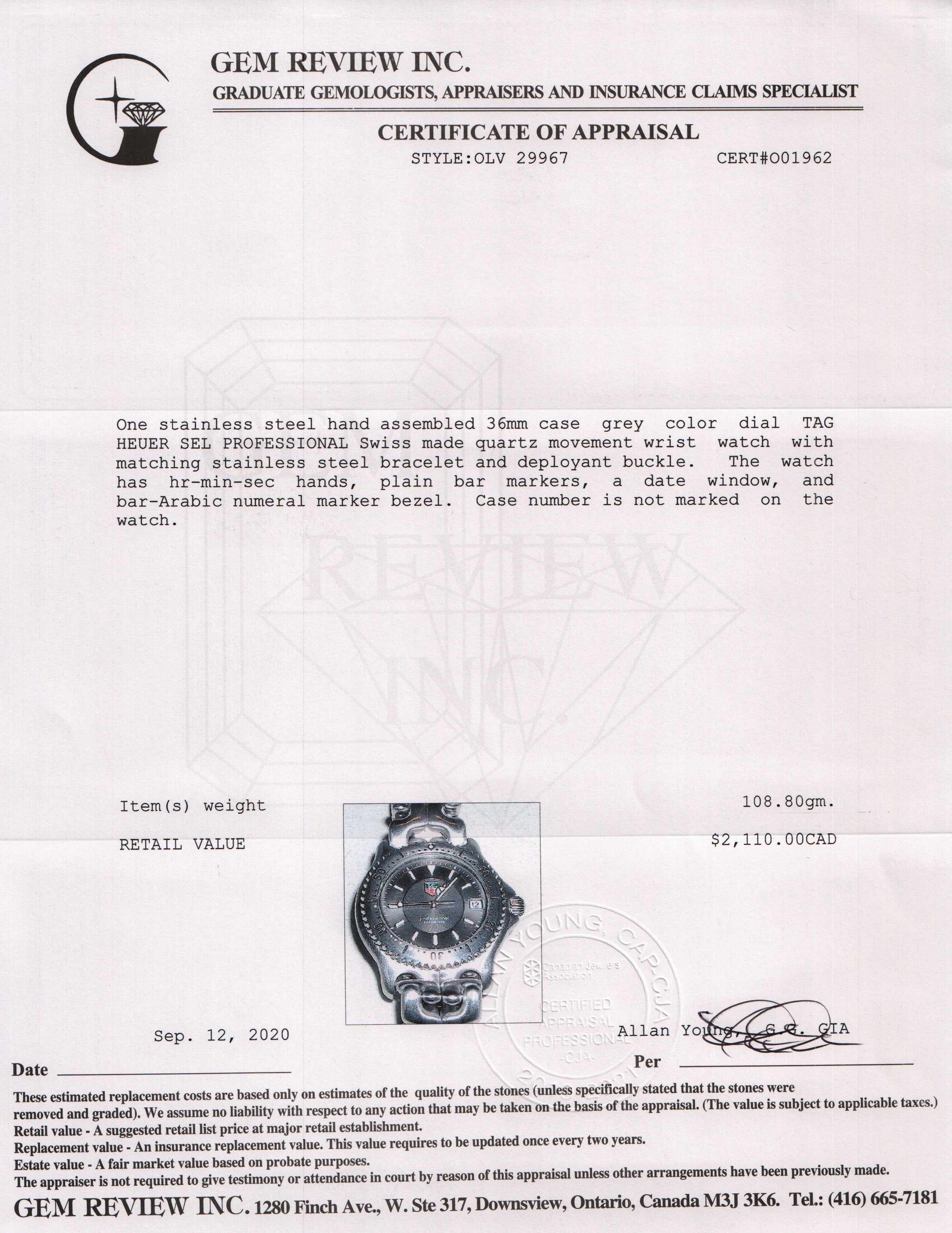 Tag Heuer SEL Professional Watch