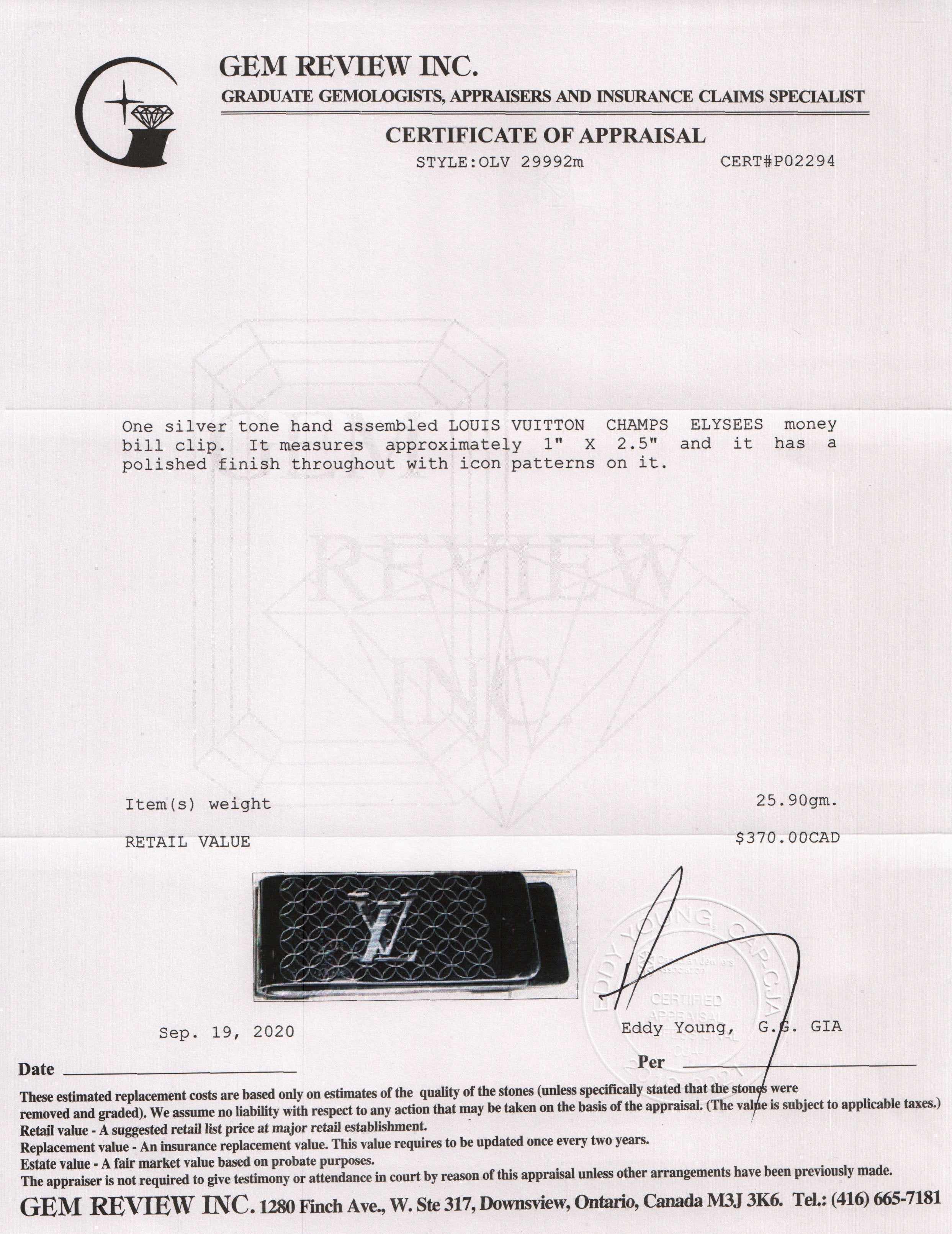 Louis Vuitton Champs Elysées Bill Clip