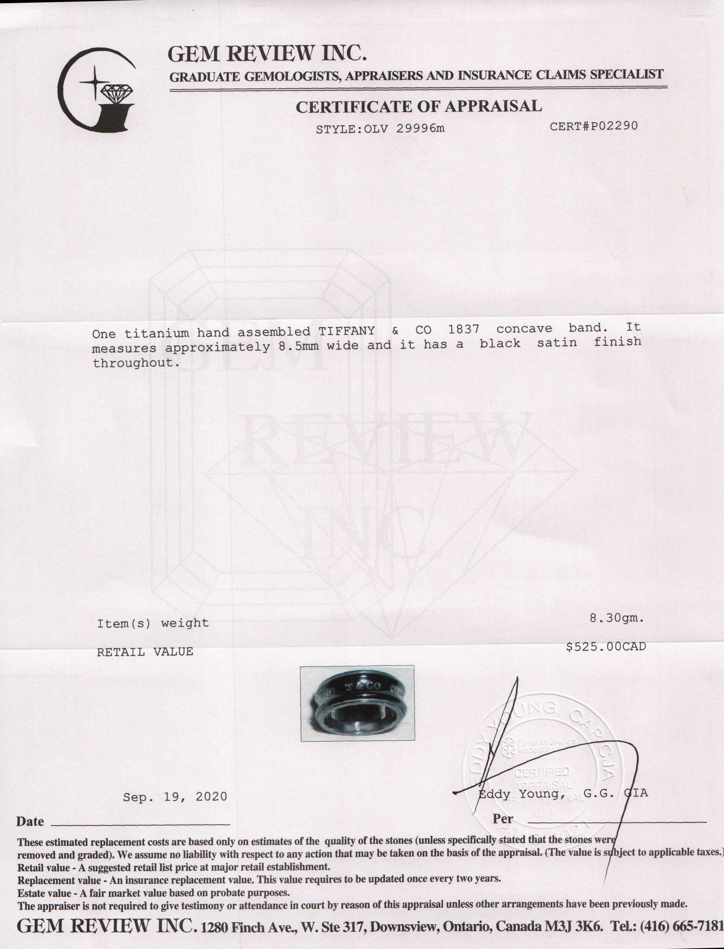 Tiffany & Co. 1837 Midnight Ring