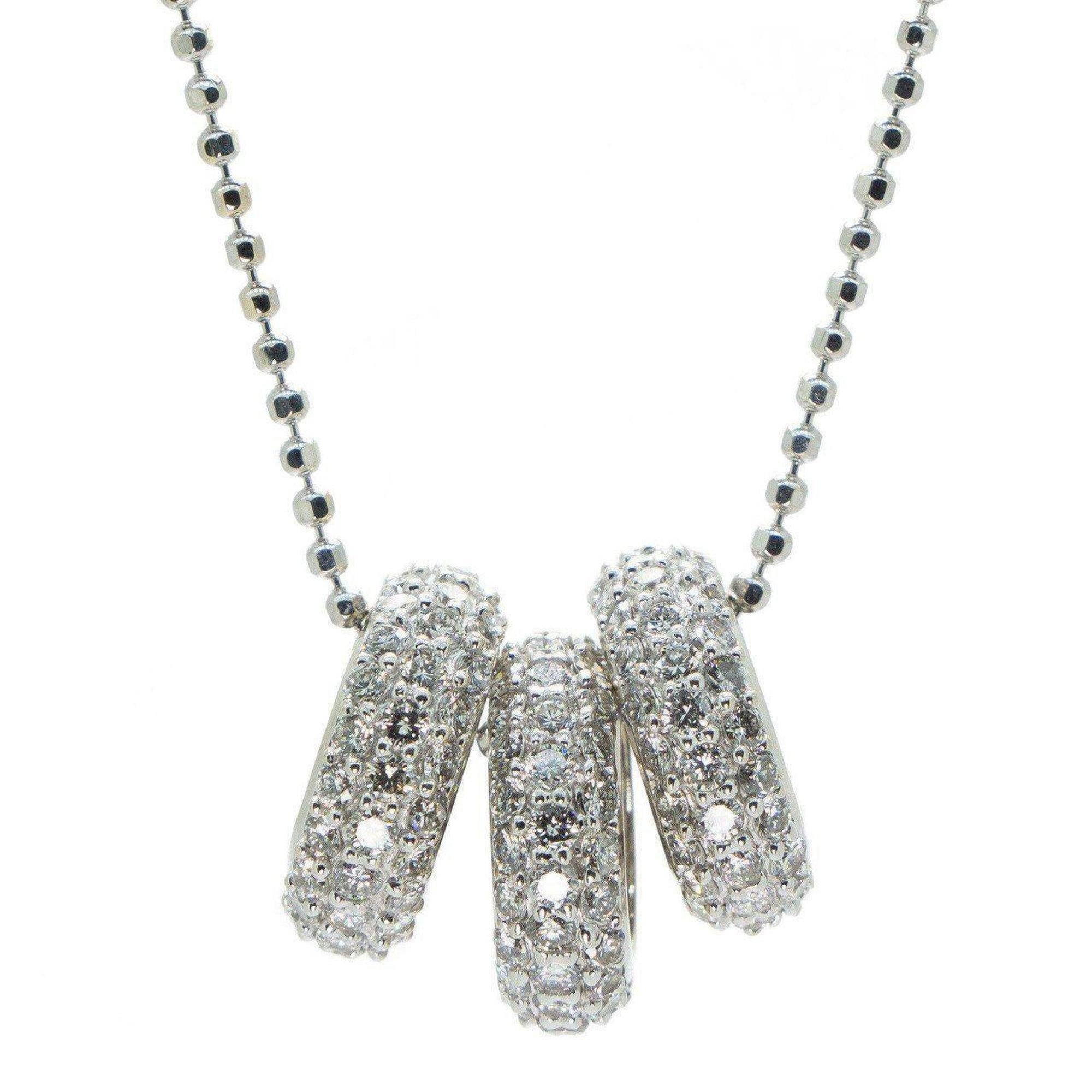 3 Pave Diamond Circles Necklace