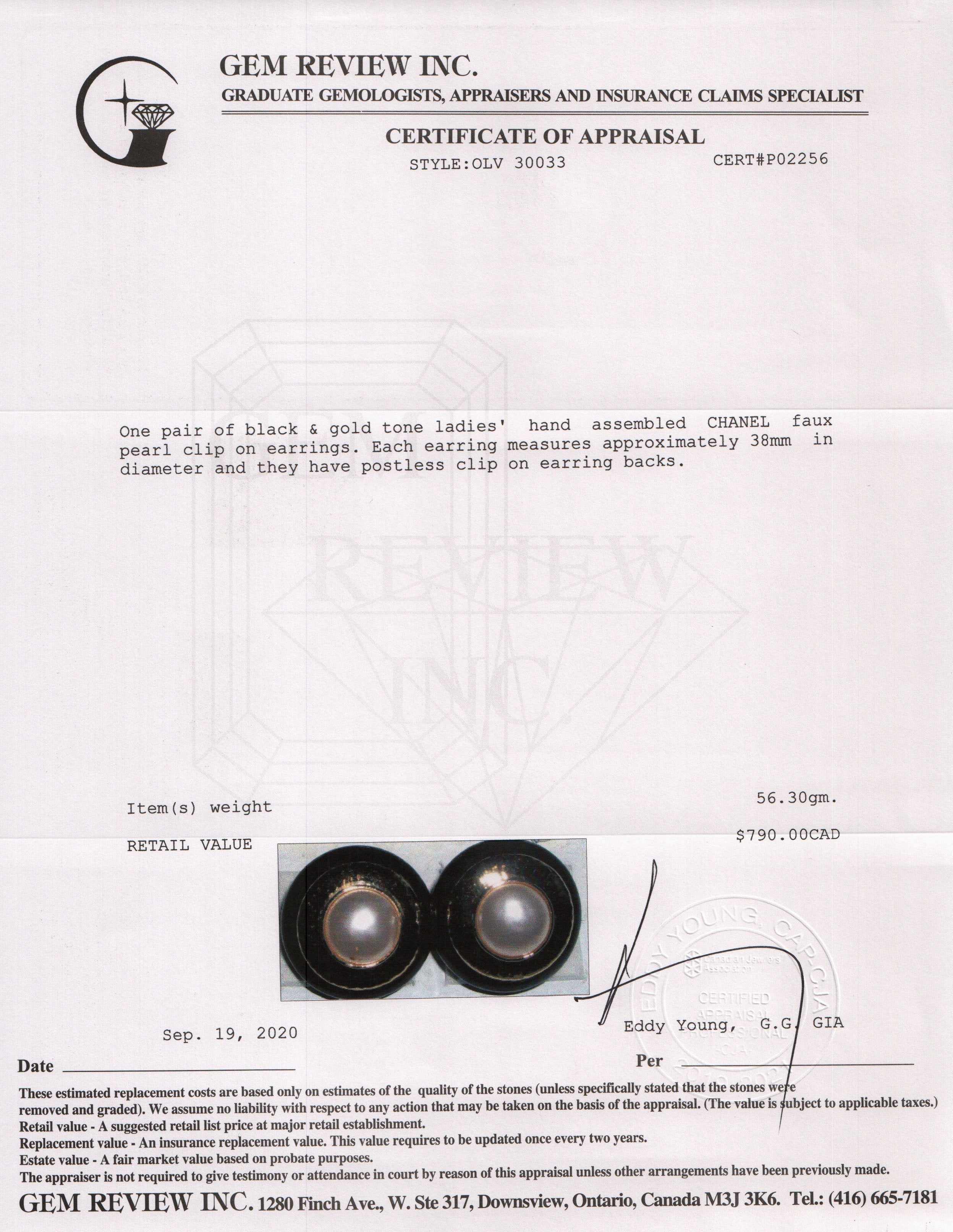 Chanel Faux Pearl Clip-On Earrings w/ Box
