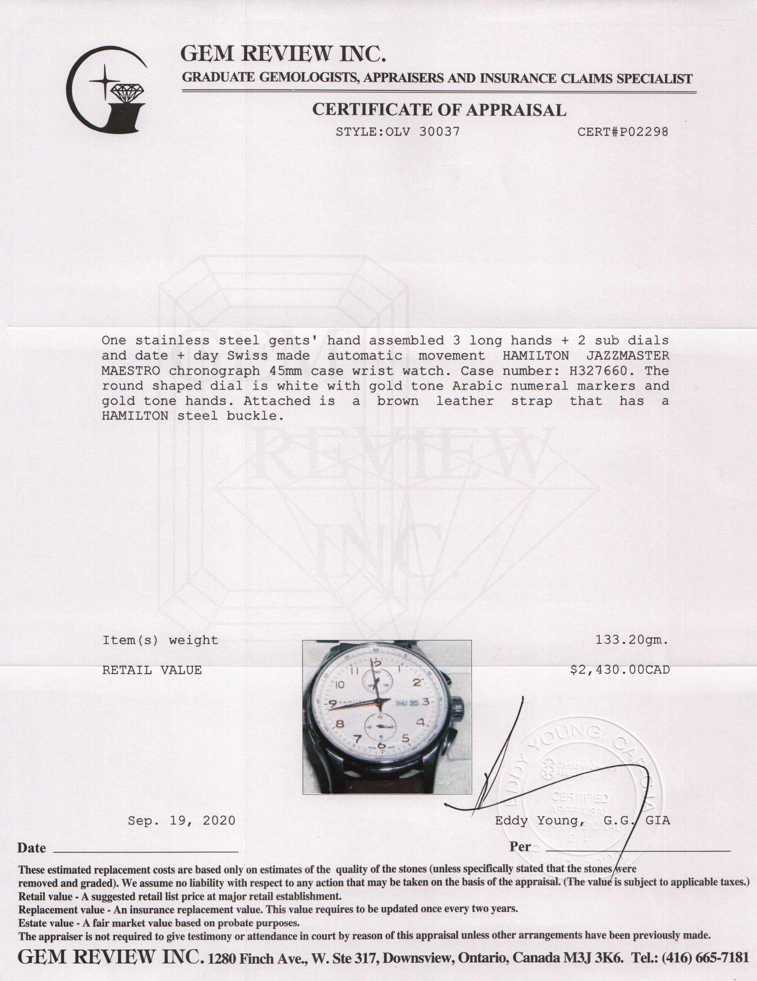 Hamilton Jazzmaster Maestro Watch w/ Box
