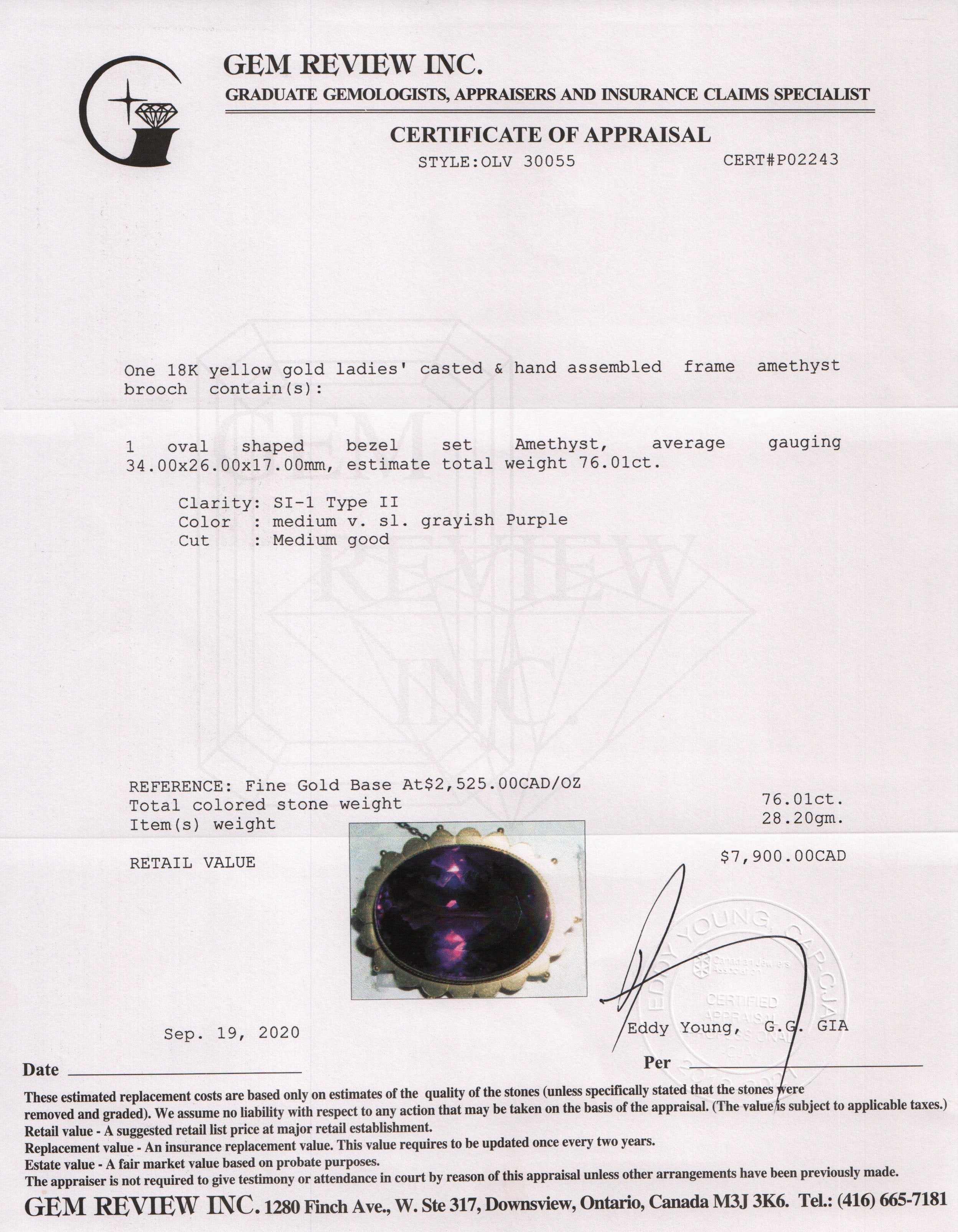 Antique Frame Amethyst Brooch