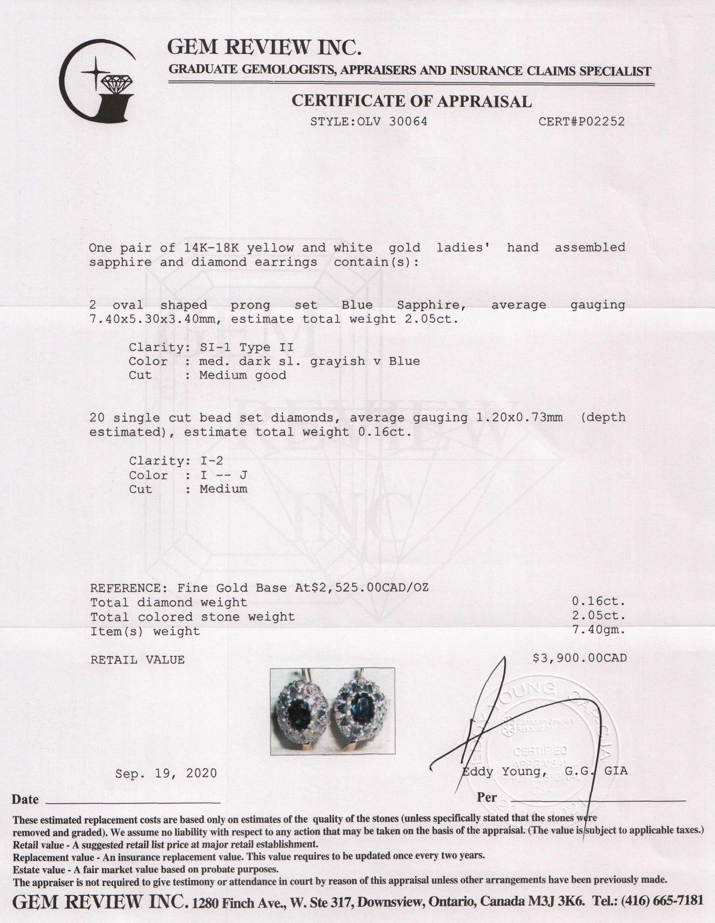 Blue Sapphire and Diamond Earrings