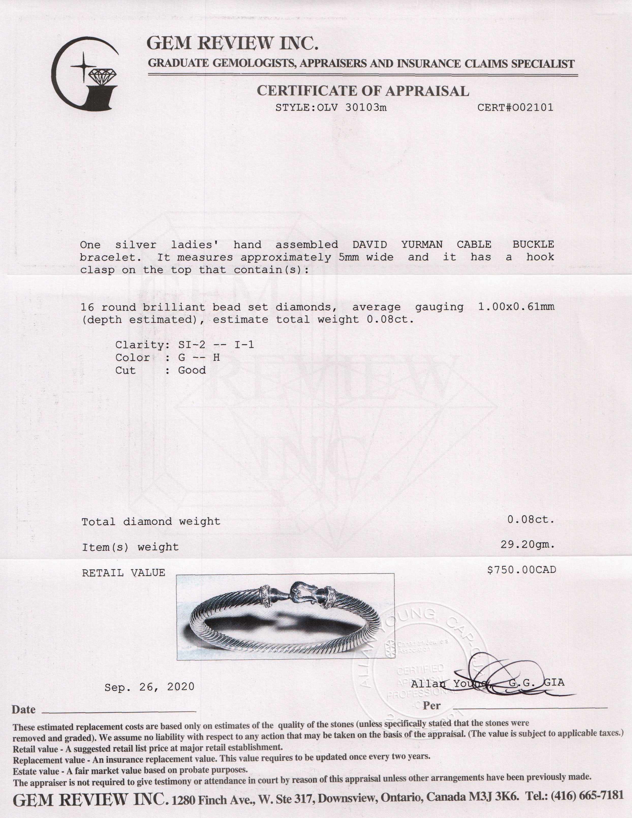 David Yurman Cable Buckle Bracelet with Diamonds