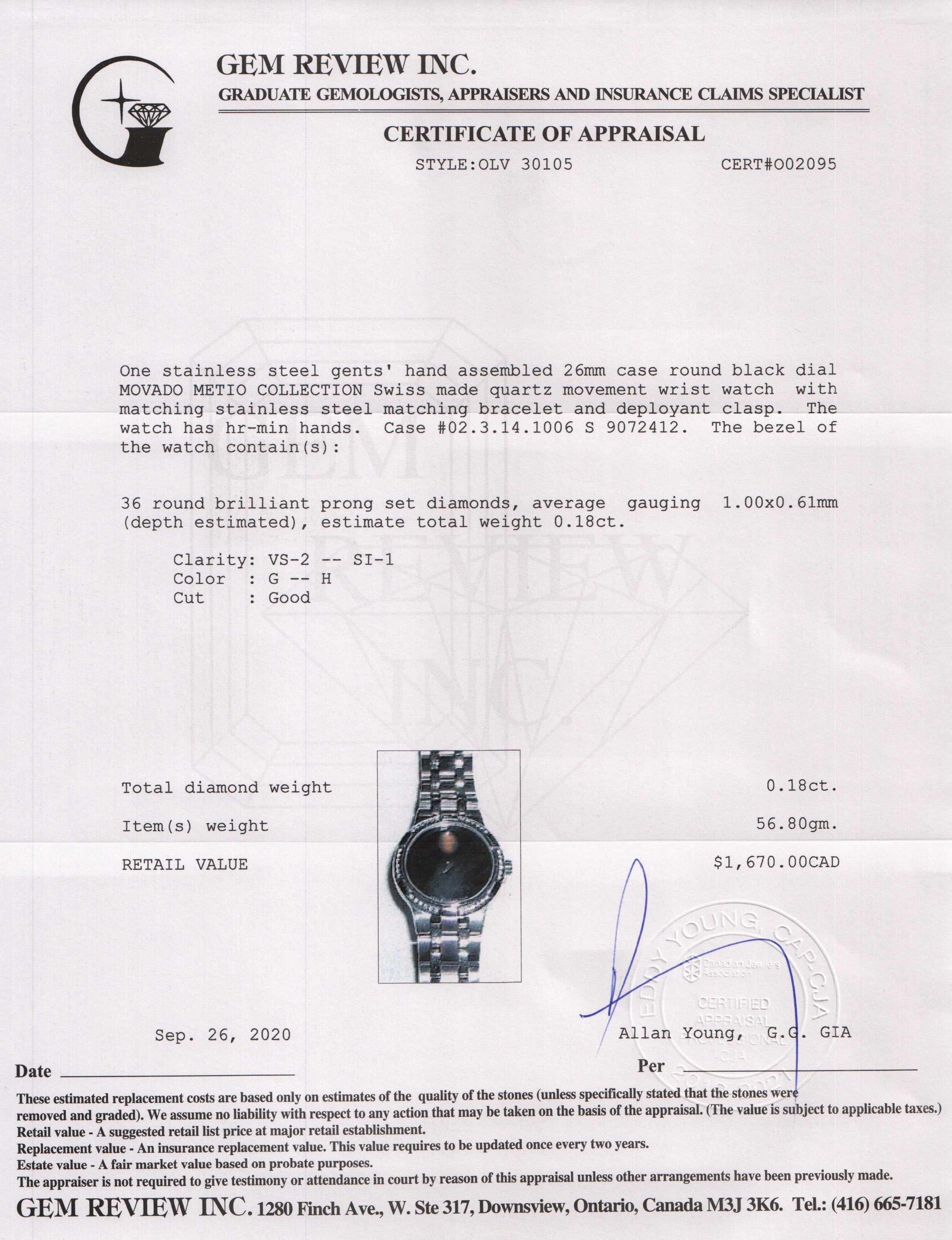 Movado Metio Diamond Watch