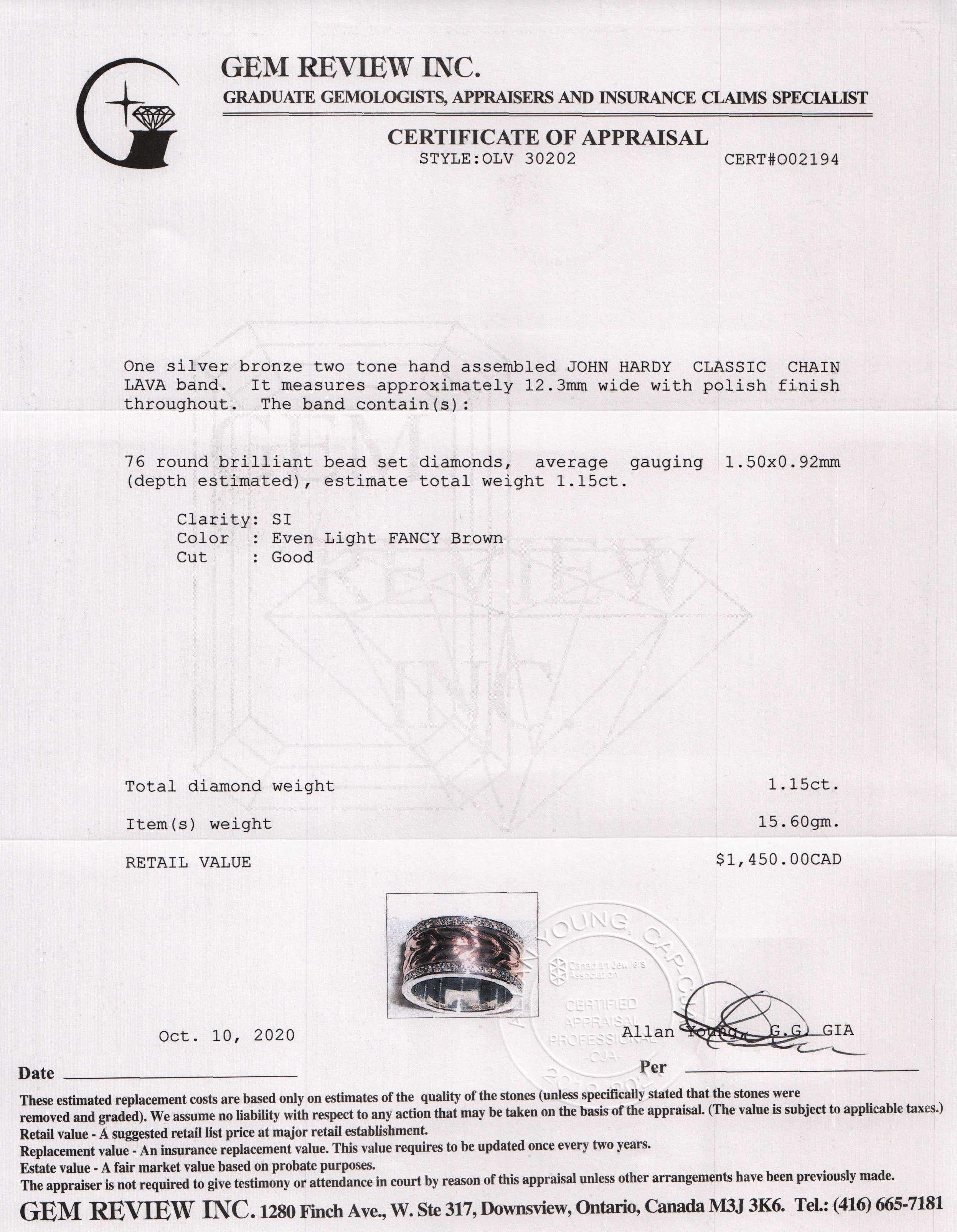 John Hardy Two-Tone Classic Chain Lava Ring with Diamonds