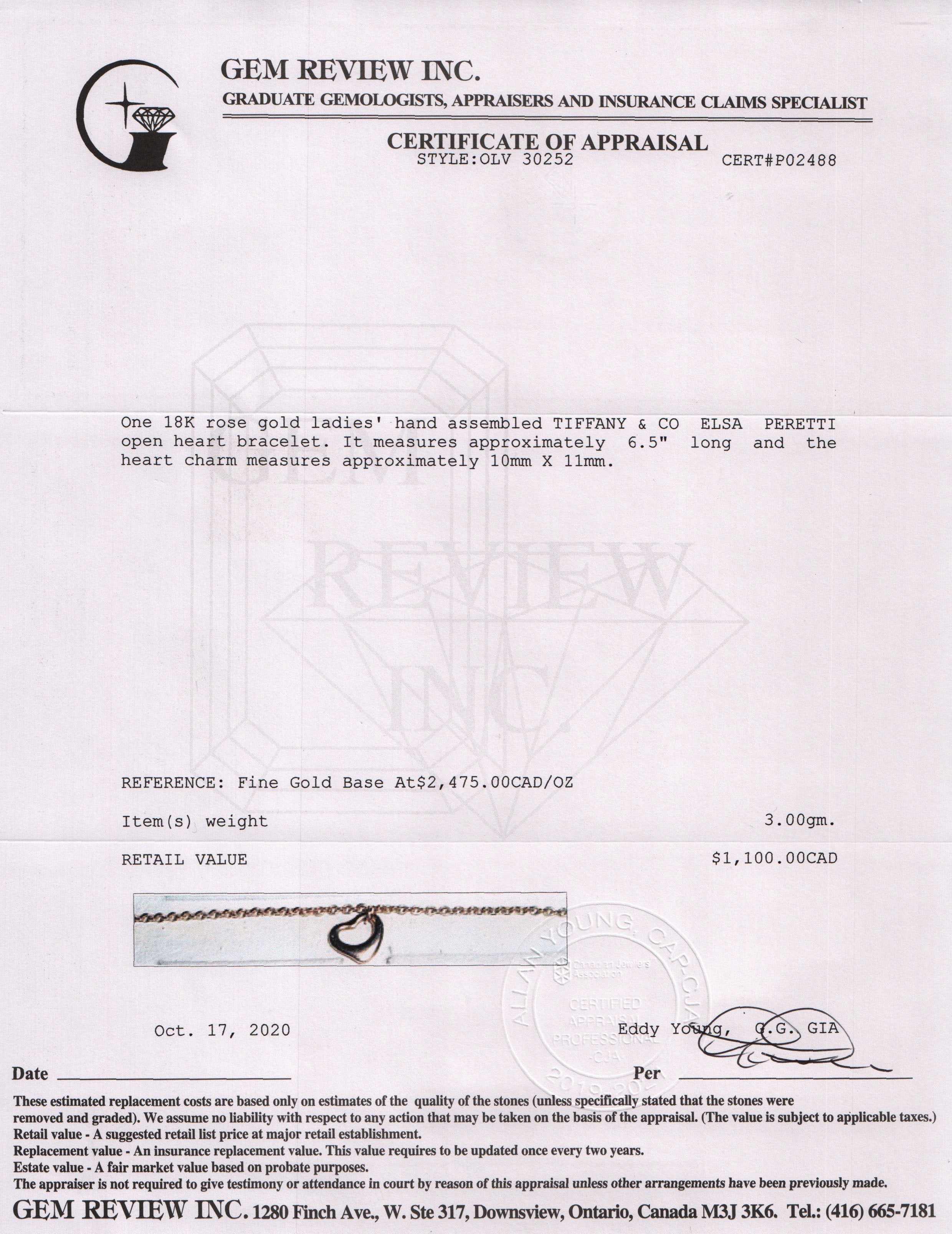 Tiffany & Co. 18k Rose Gold Elsa Peretti Open Heart Bracelet