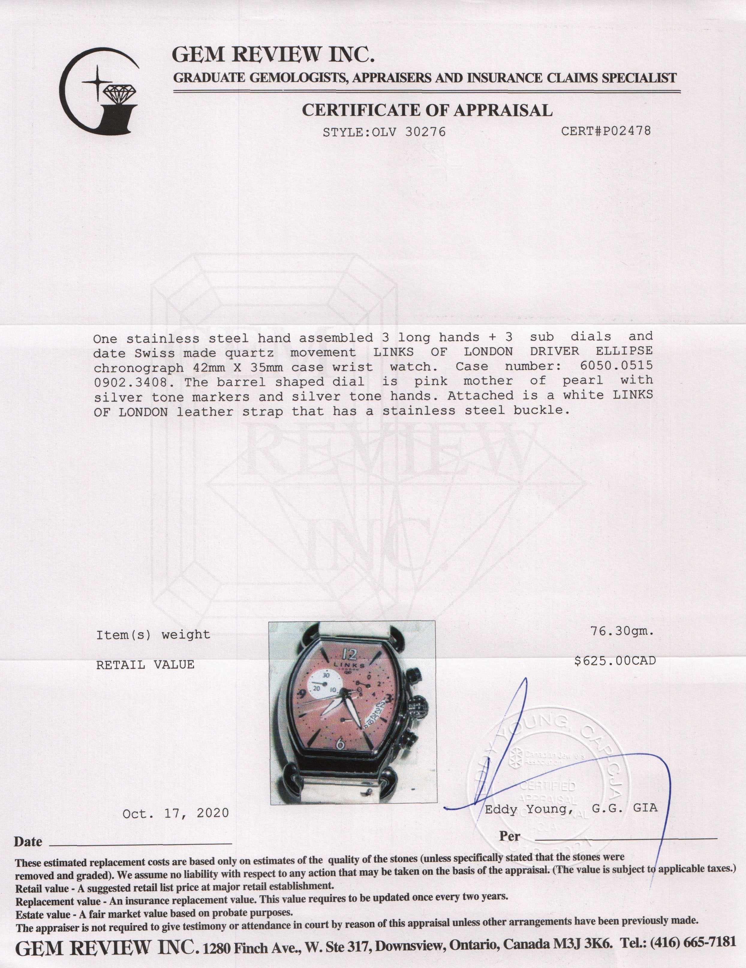 Links of London Driver Ellipse Chronograph Watch w/ Box