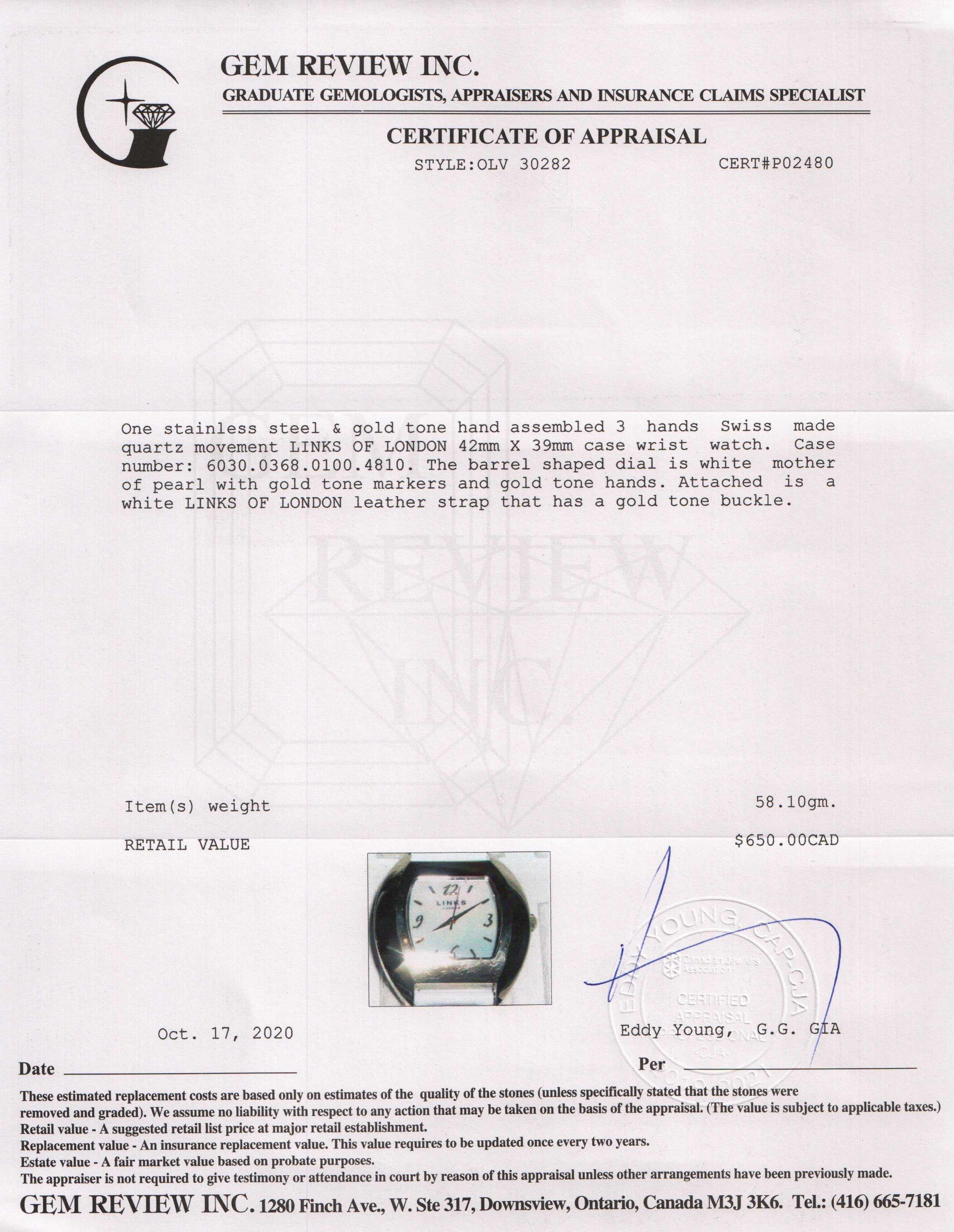 Links of London Mother of Pearl Watch w/ Box