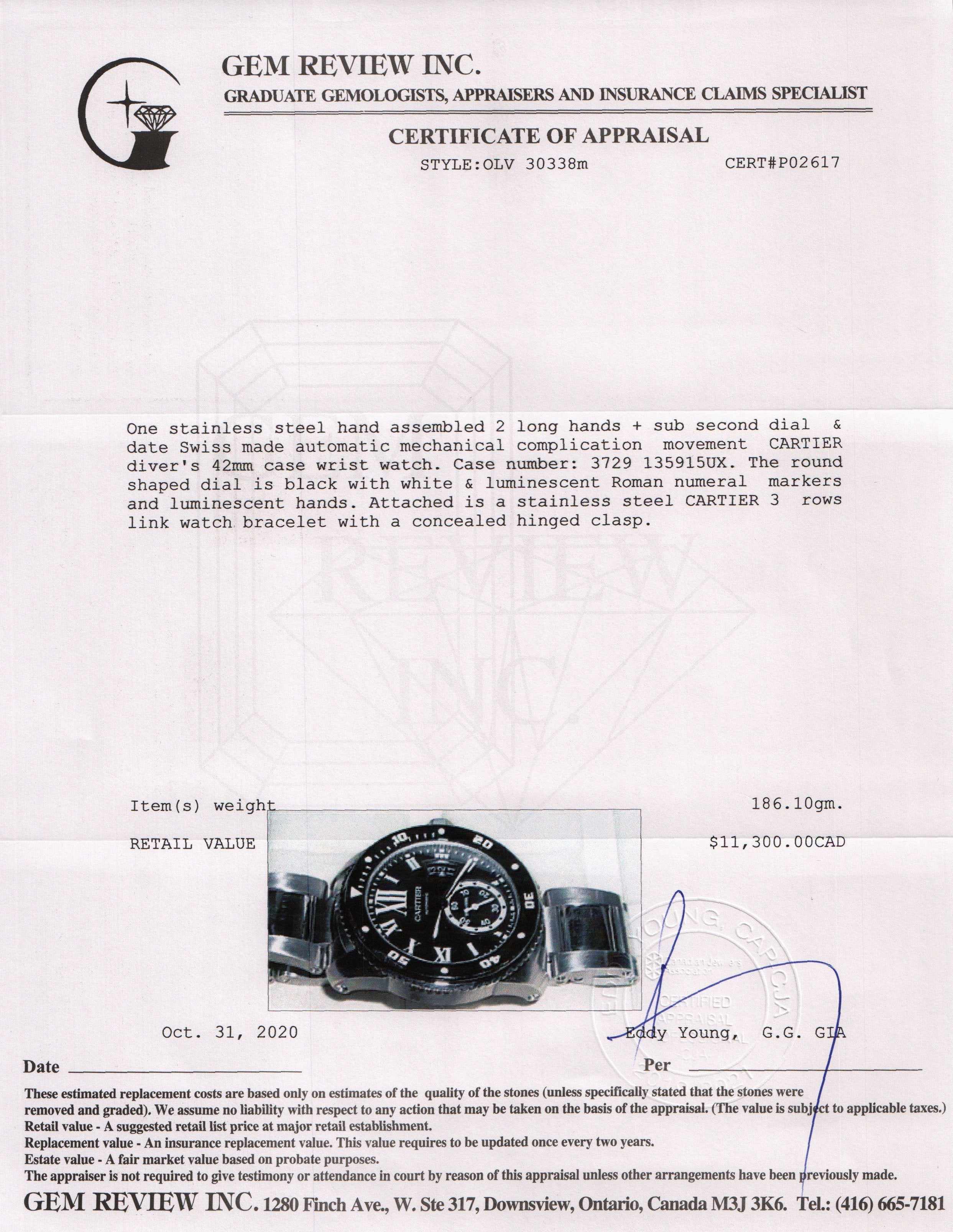 Cartier Calibre De Cartier Diver's Watch