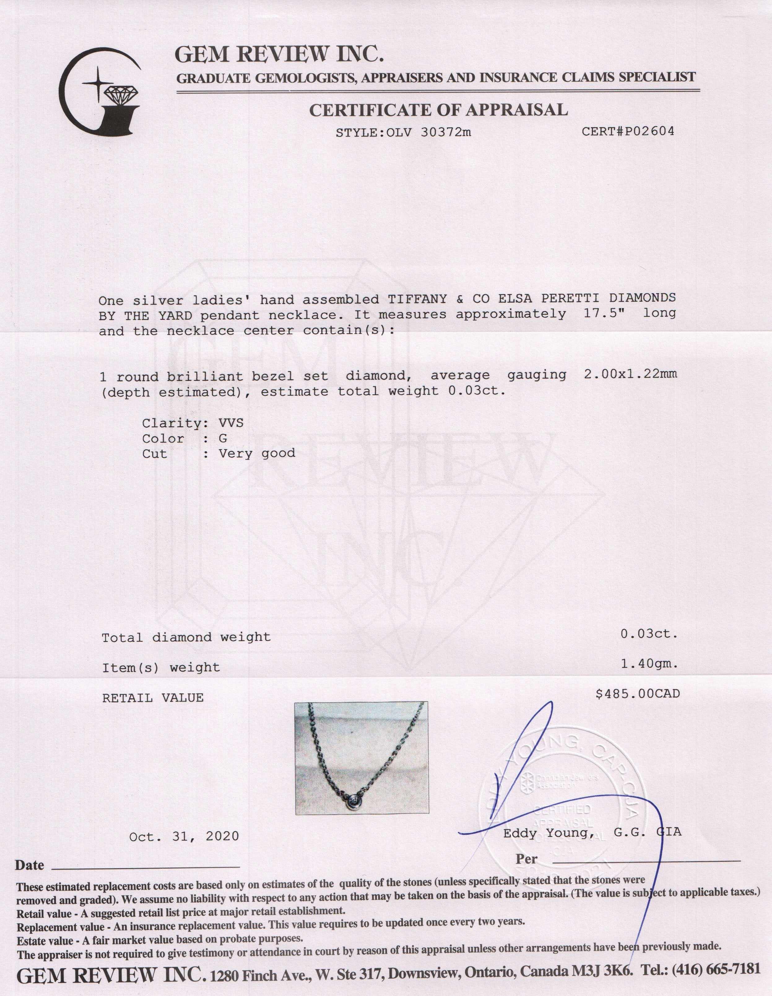 Tiffany & Co. Elsa Peretti Diamonds by the Yard Pendant Necklace