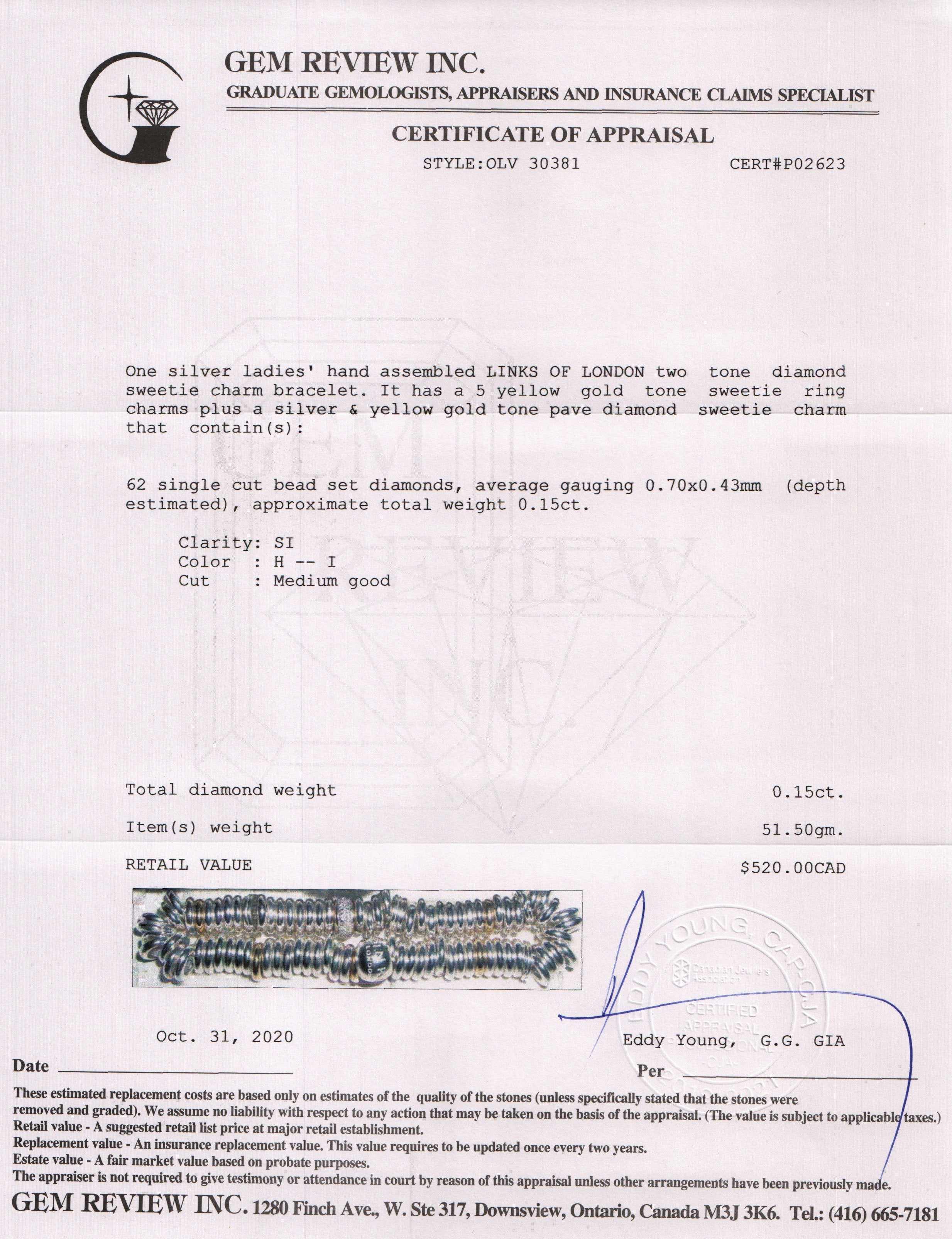 Links of London Two-Tone Diamond Sweetie Charm Bracelet