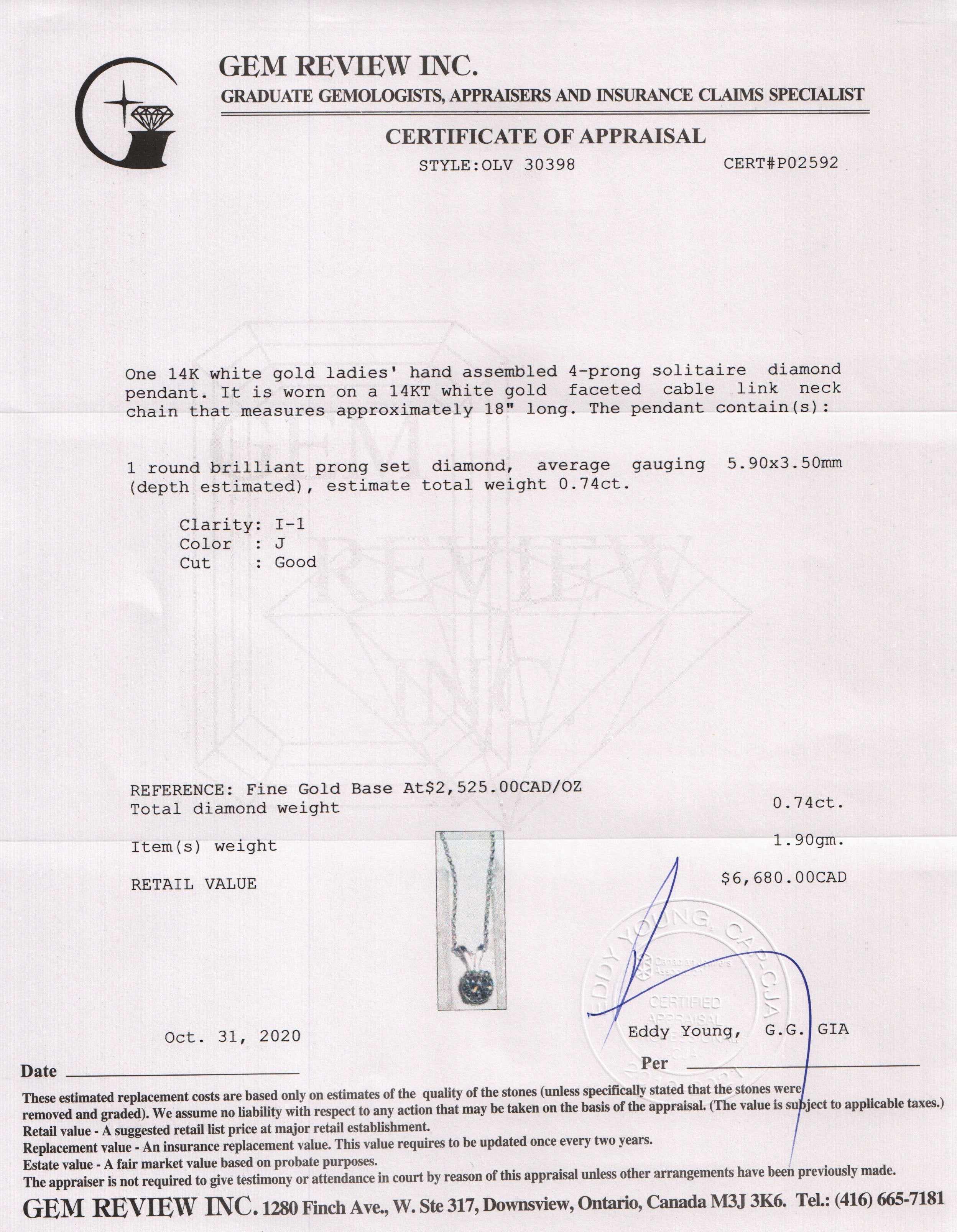 Diamond Solitaire Pendant Necklace