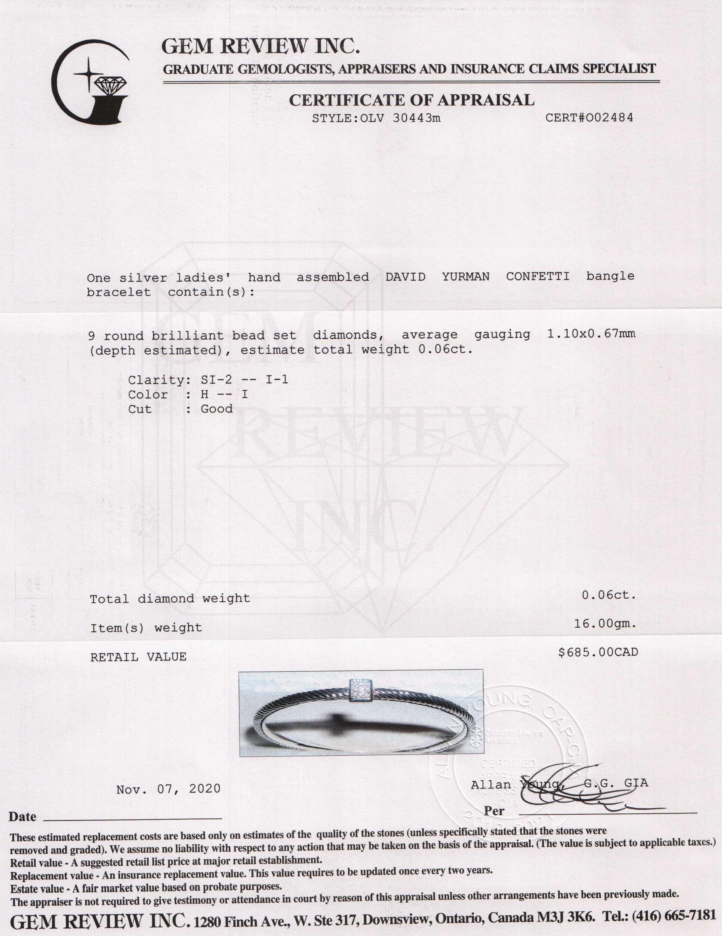 David Yurman Diamond Confetti Bangle Bracelet