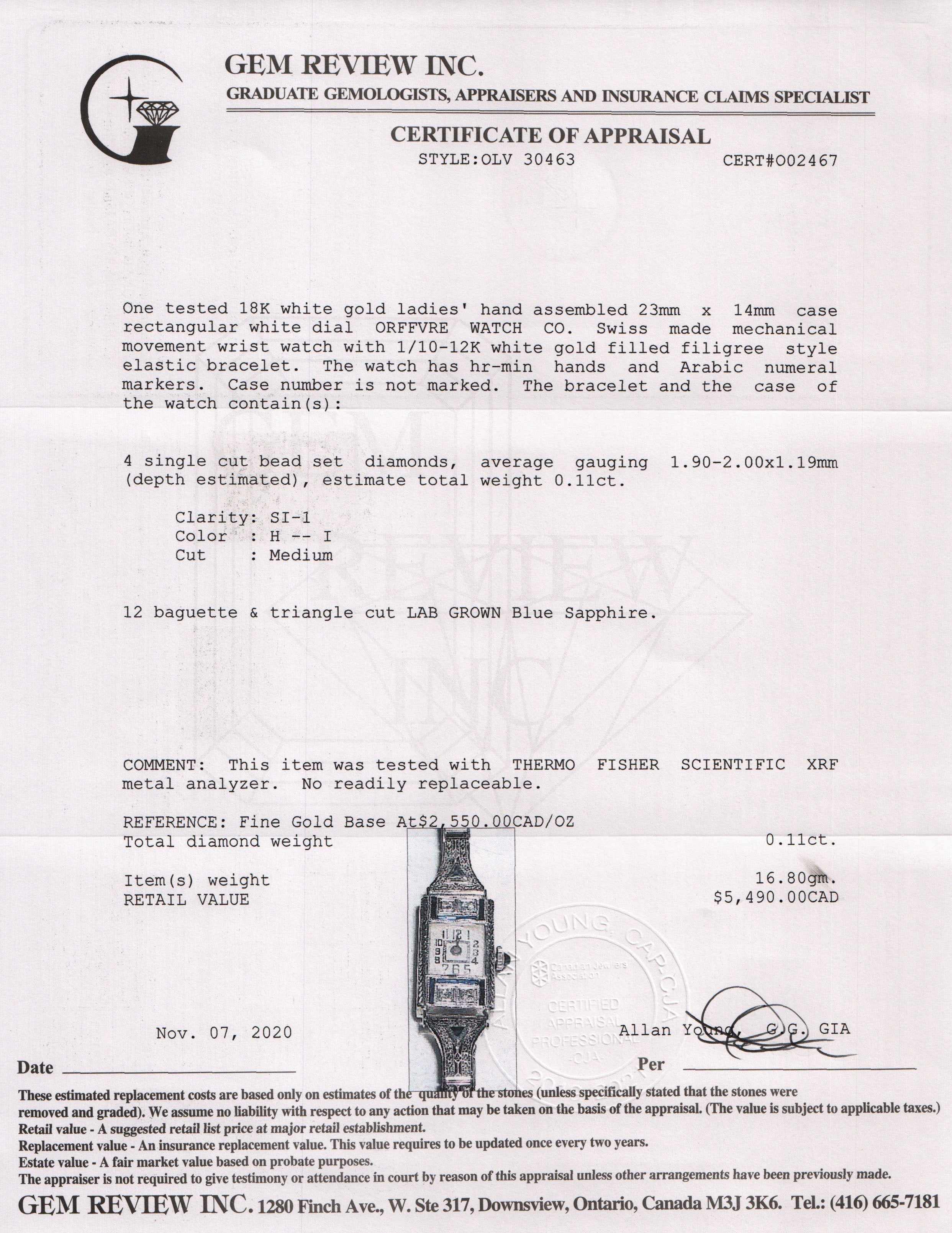 Antique White Gold & Diamond Orfvre Watch